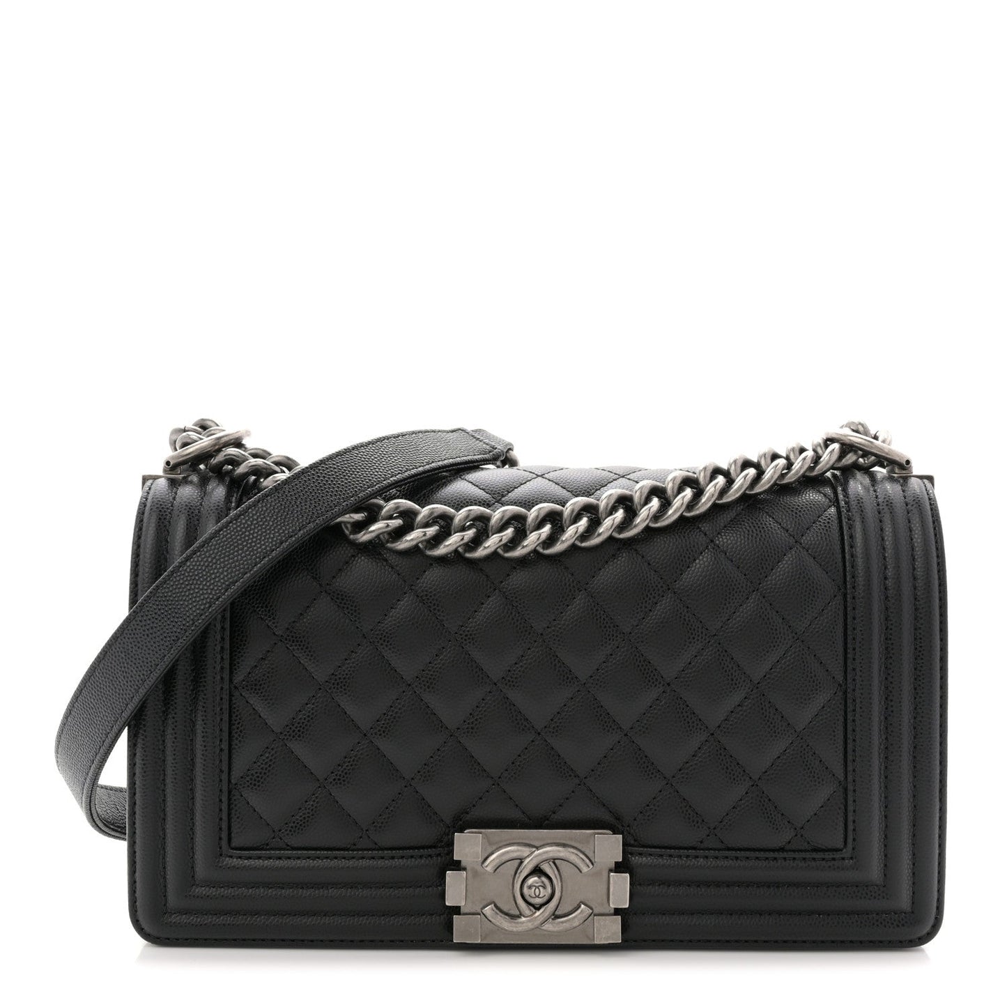 Caviar Quilted Medium Boy Flap Black