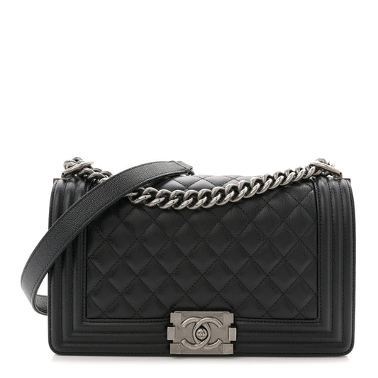 Caviar Quilted Medium Boy Flap Black