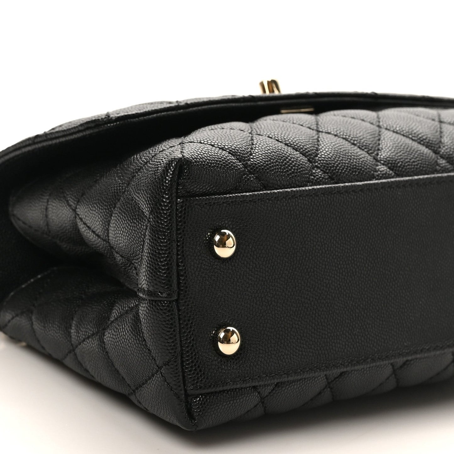 Caviar Quilted Mini Coco Handle Flap Black Black
