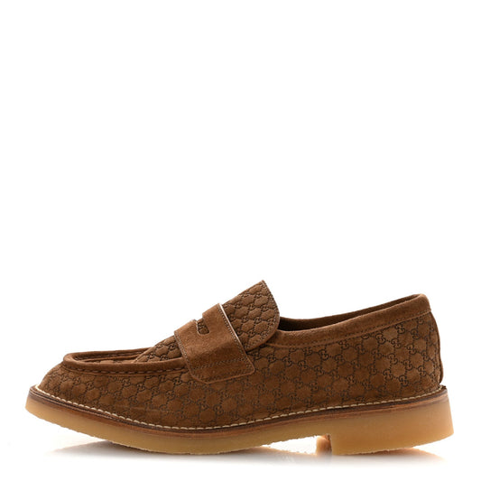 Luxury Suede Microguccissima Mens Loafers 9.5 Nocciola