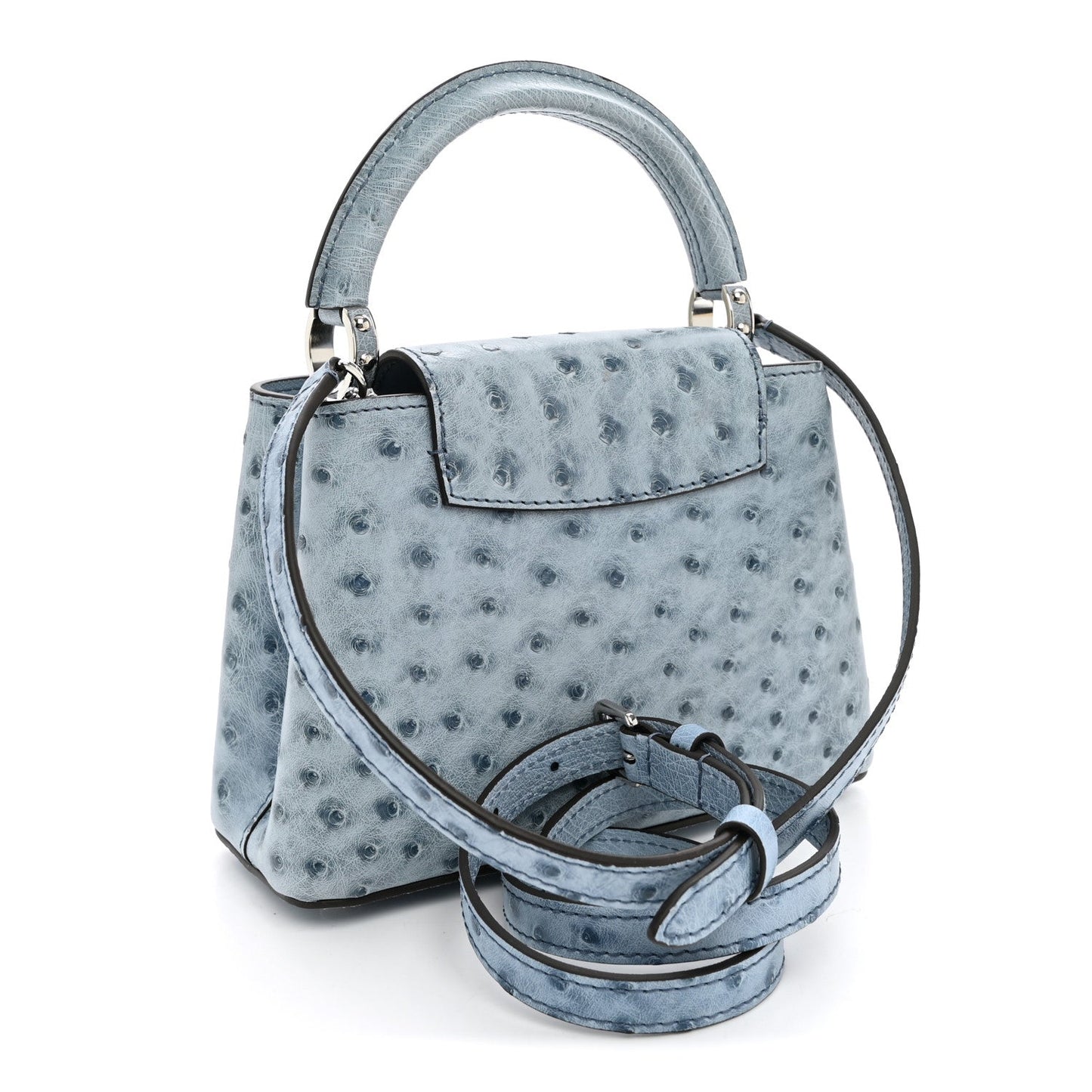Ostrich Capucines Mini Blue Denim