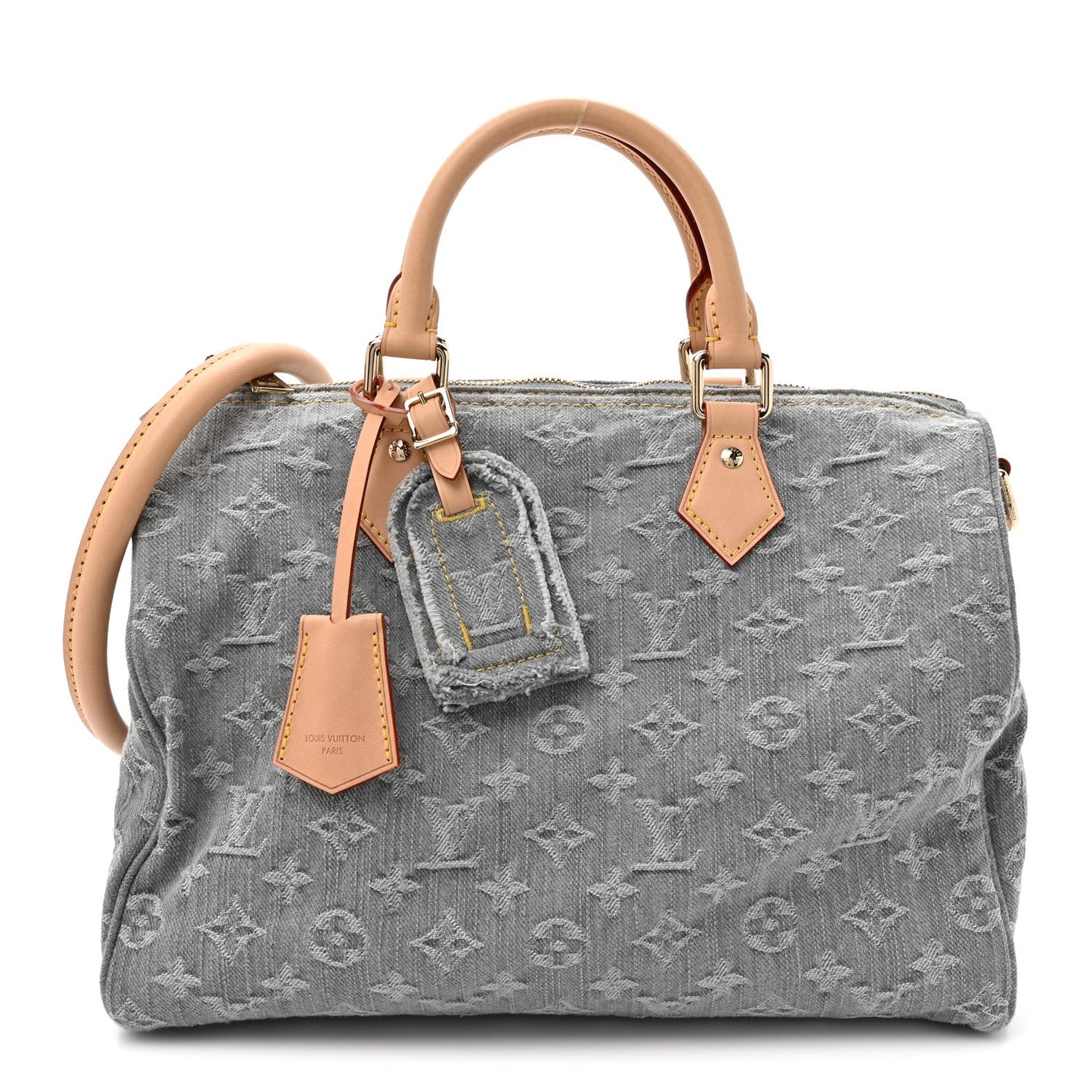 Monogram Denim Speedy Soft 30 Washed Gray