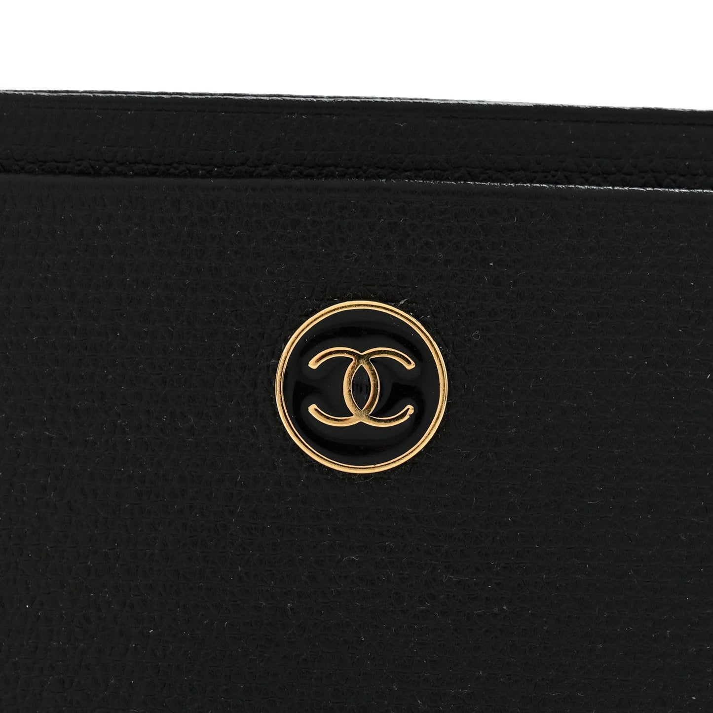 Calfskin Coco Button Card Holder Black