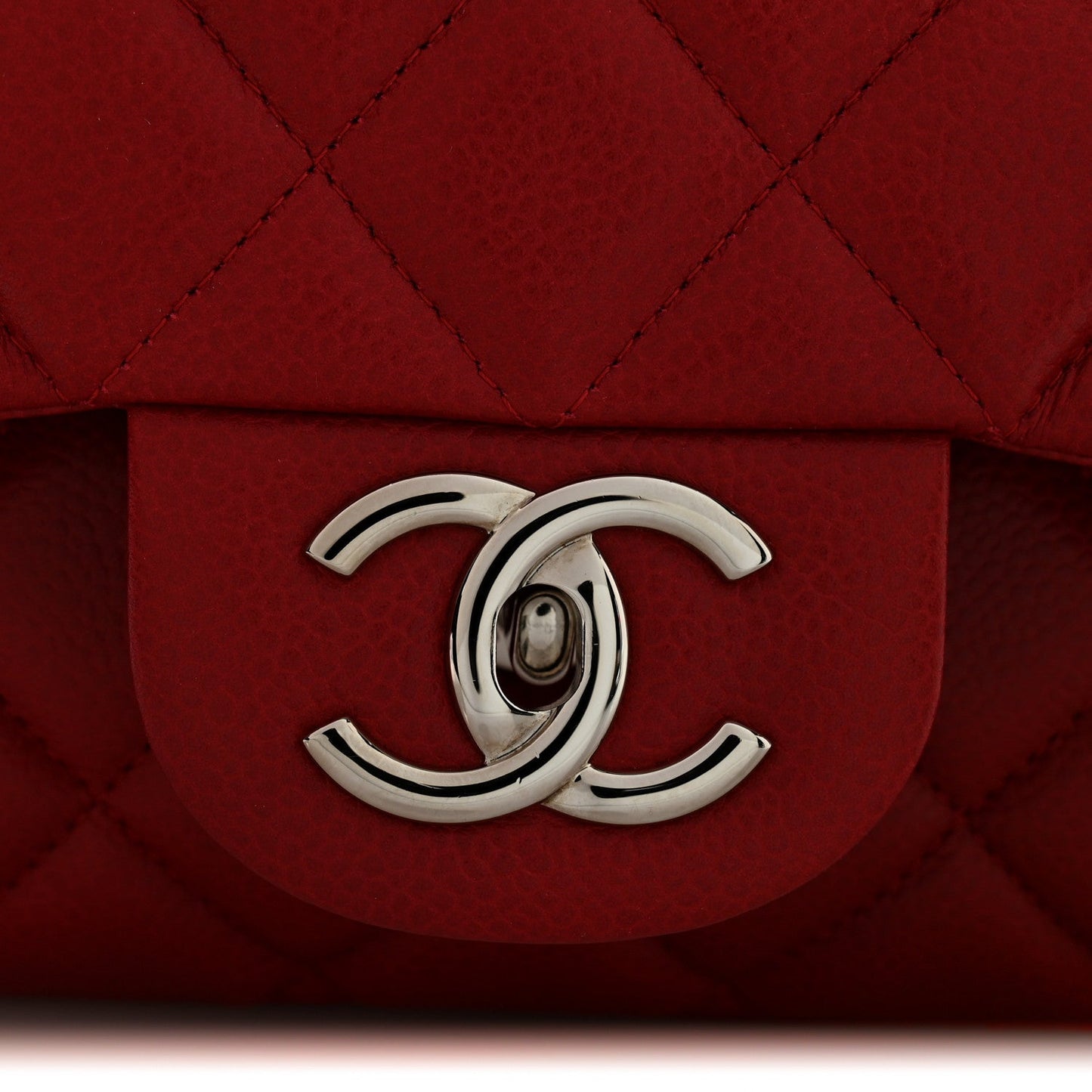 Caviar Quilted Maxi Double Flap Dark Red