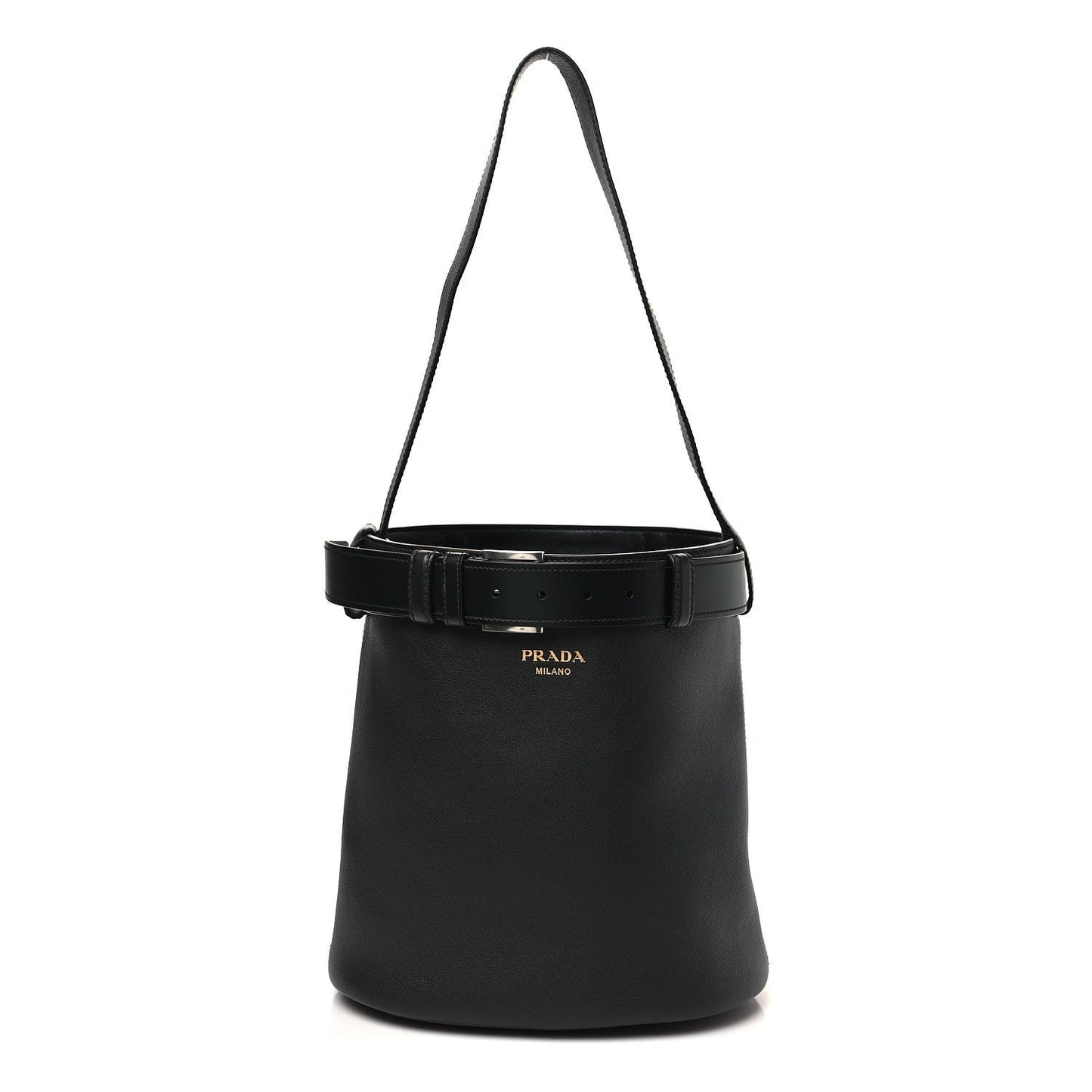 Soft Grained Vitello Daino Secchiello Bucket Bag Black
