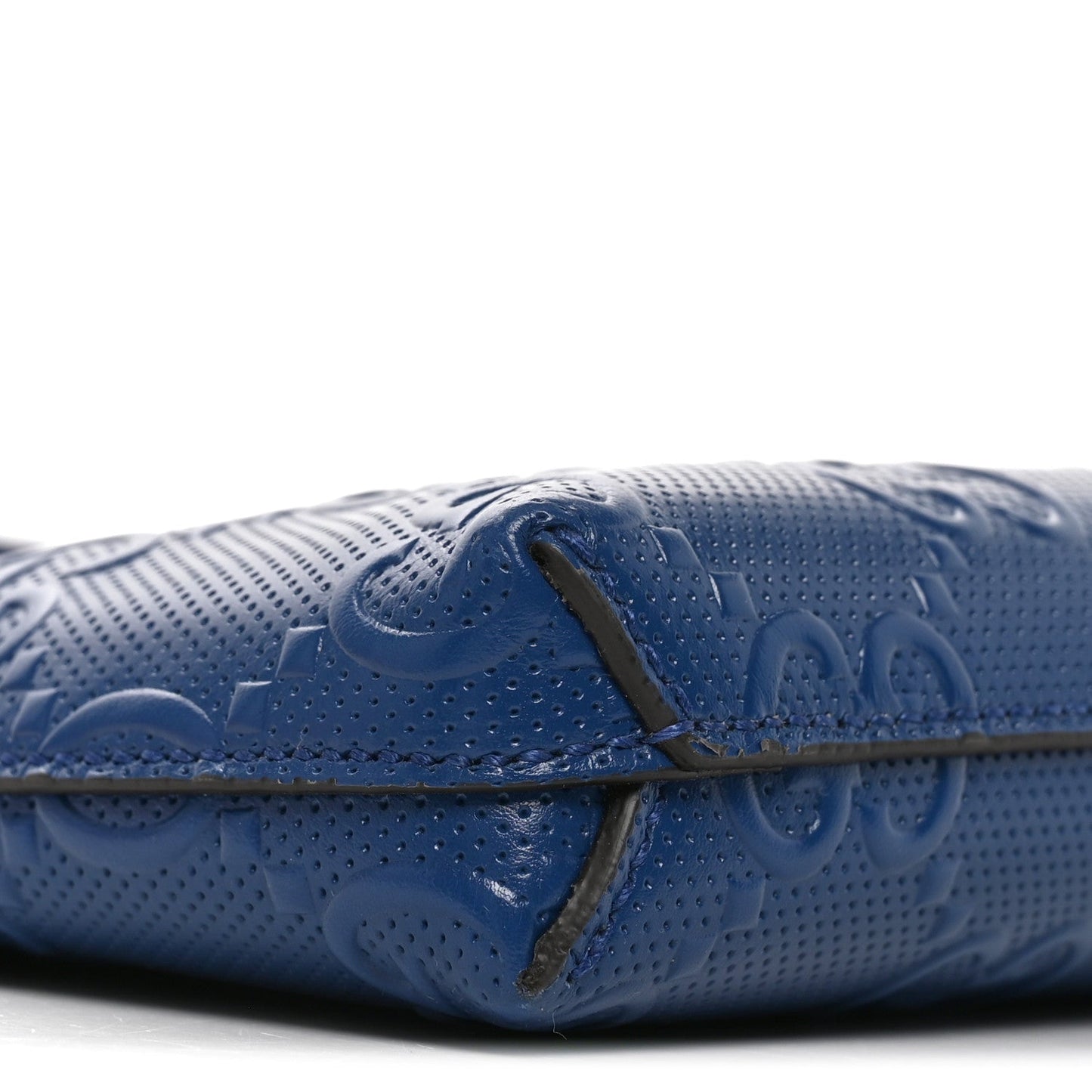 Calfskin GG Tennis Embossed Medium Wristlet Messenger Bag Intense Metal Blue