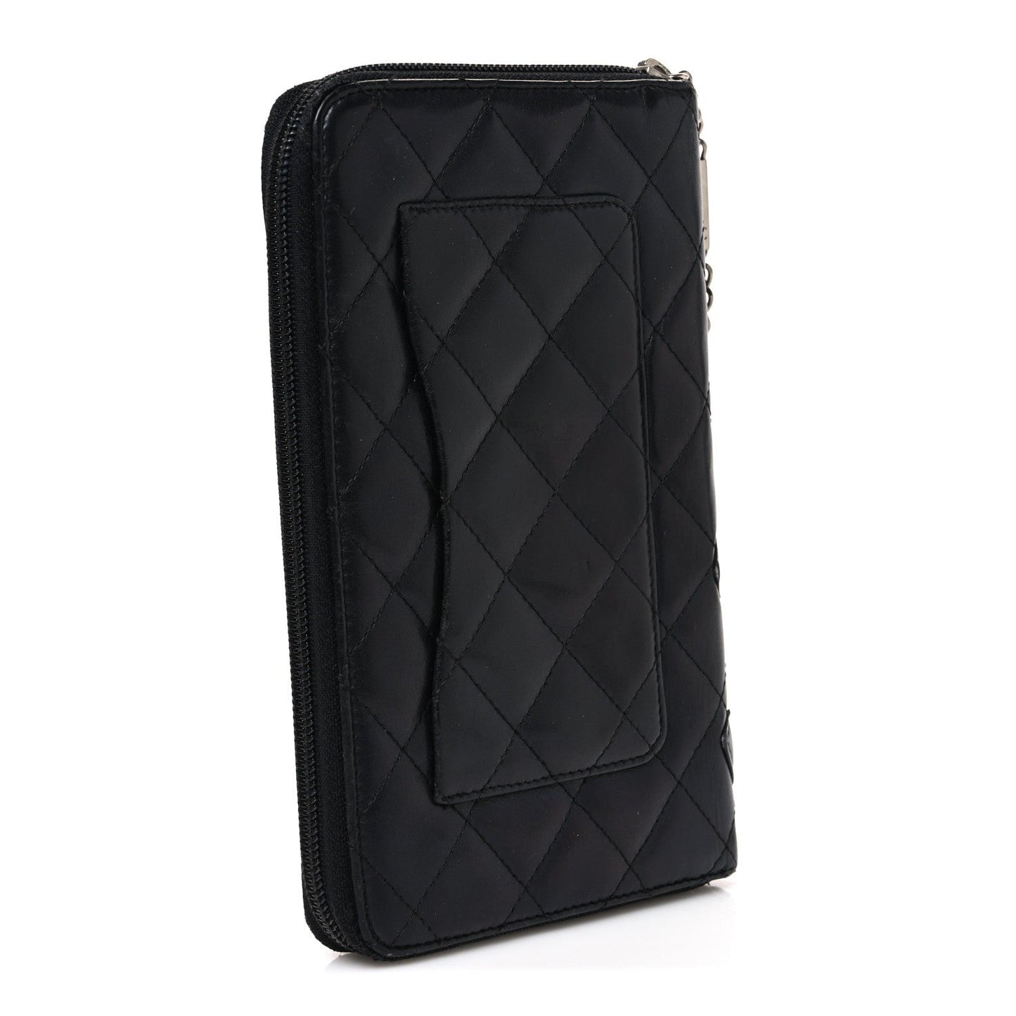 Calfskin Cambon Zip Around Organizer Wallet Black