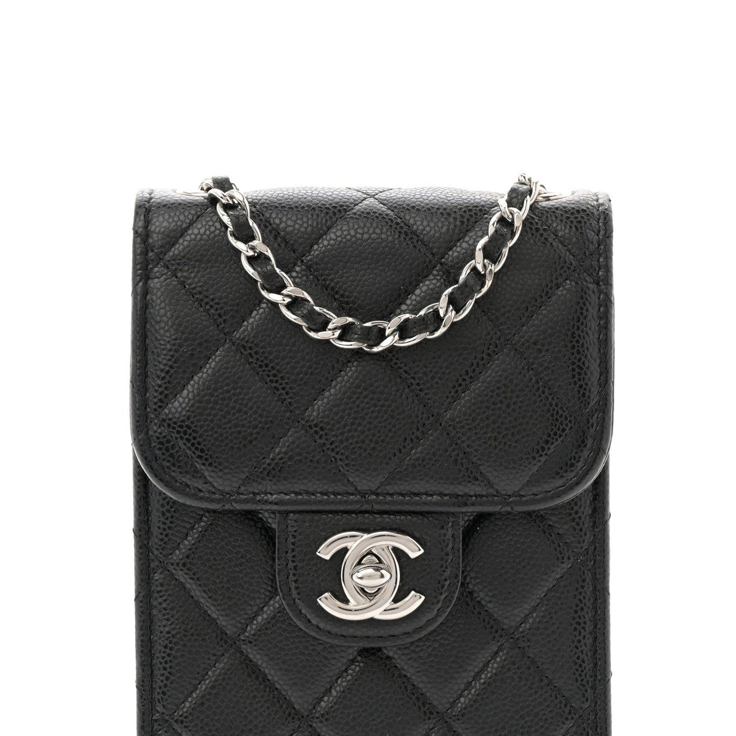 Caviar Quilted Classic Phone Holder Black