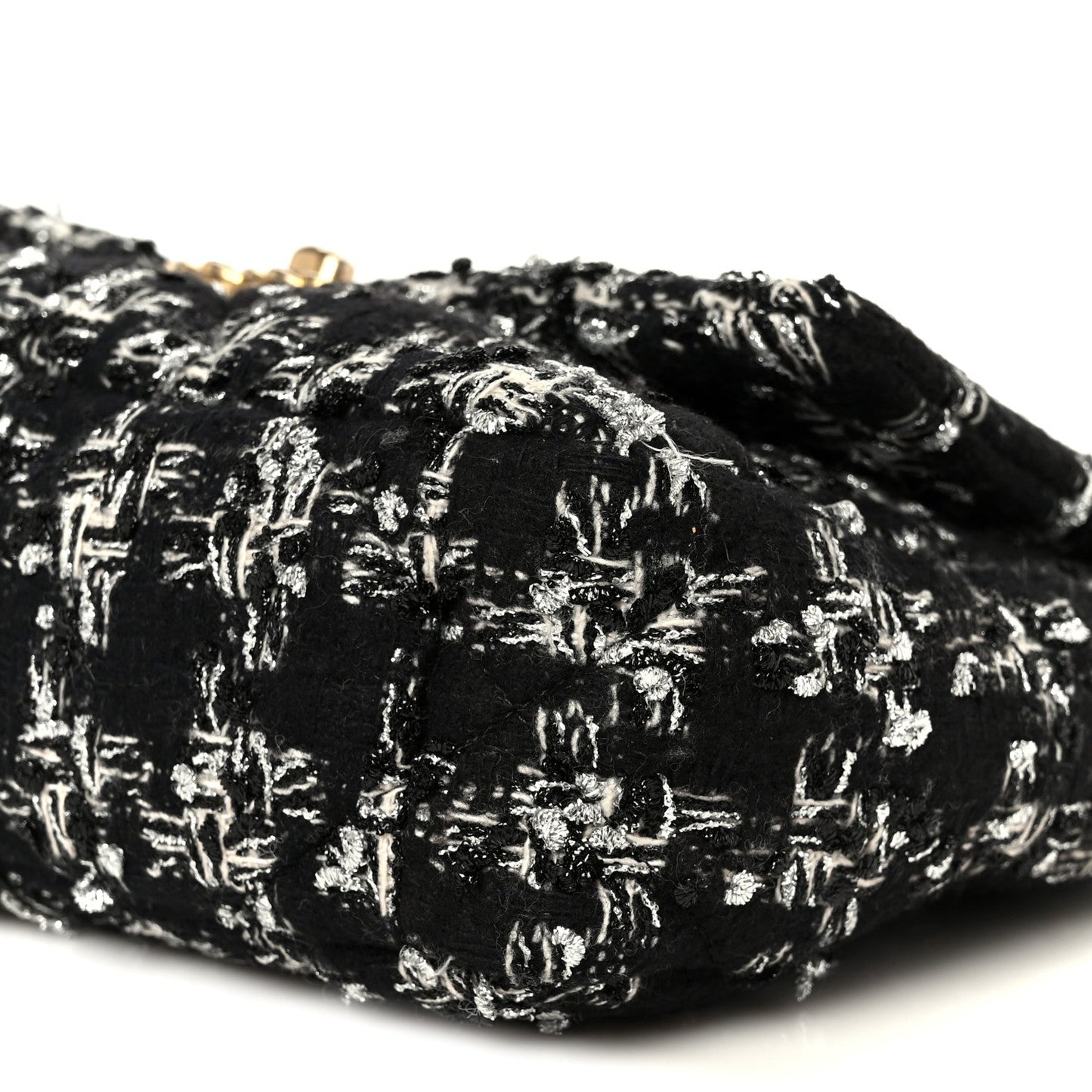 Tweed Quilted Medium Chanel 19 Flap Black Silver Ecru