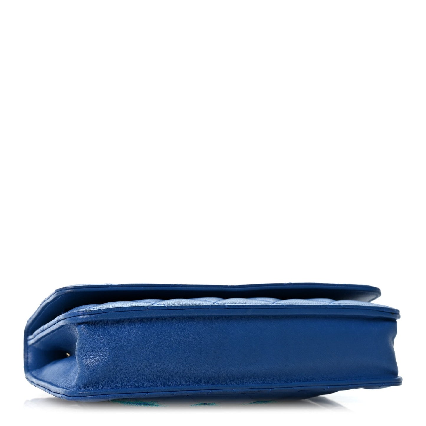 Lambskin Quilted Wallet On Chain WOC Blue
