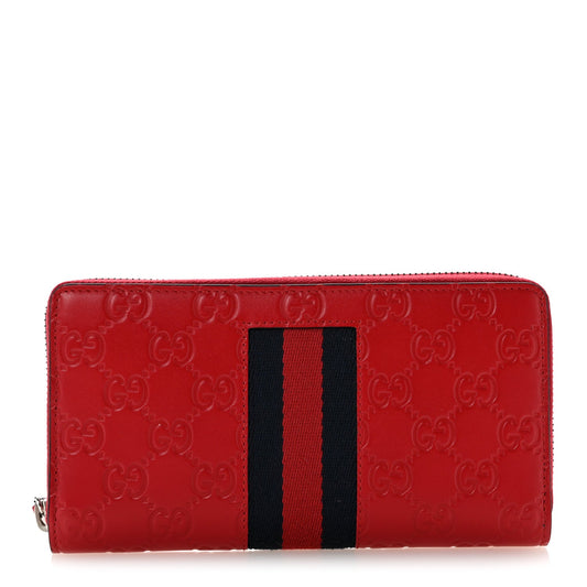 Guccissima Web Zip Around Wallet Red