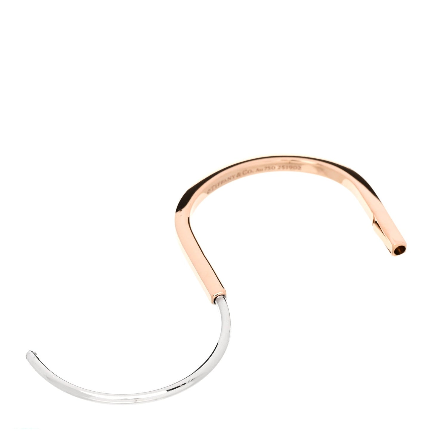 18K Rose White Gold Lock Narrow Bangle Bracelet