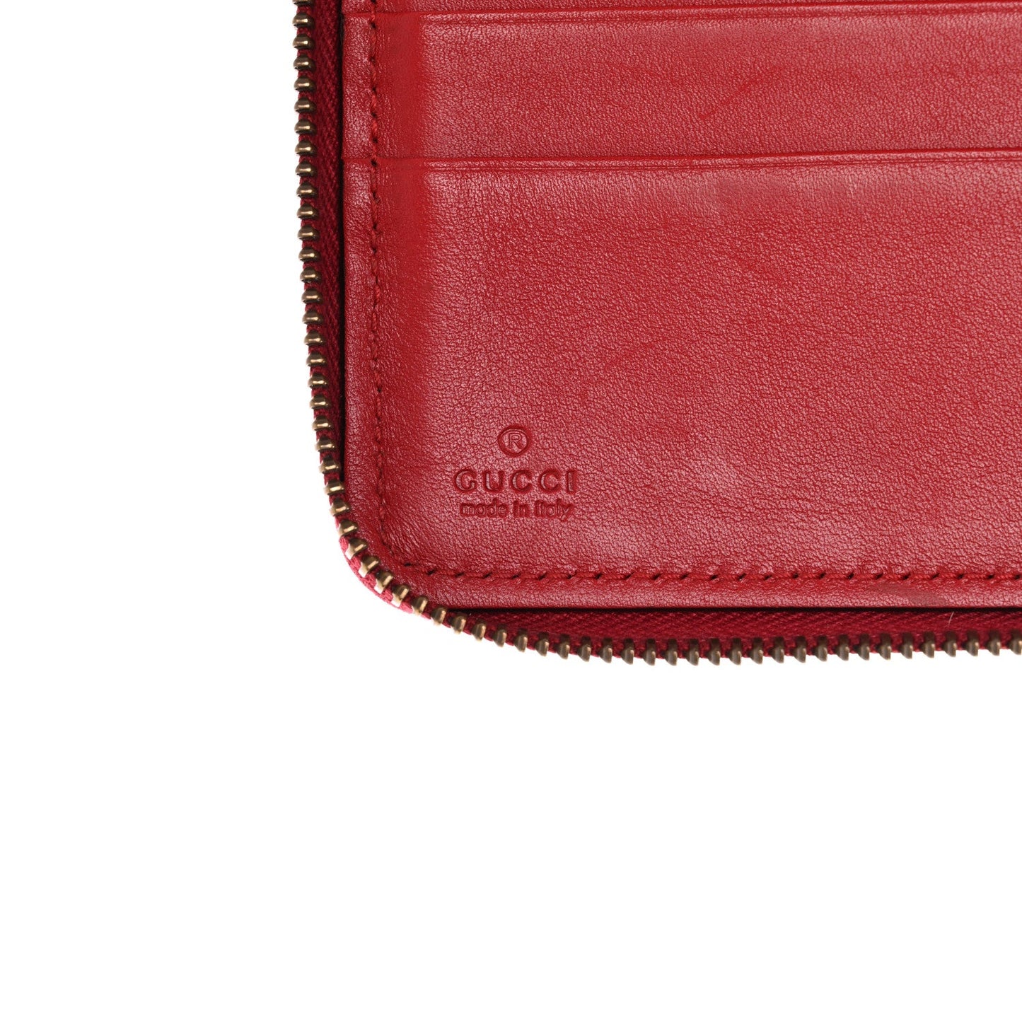 Calfskin Matelasse GG Marmont Zip Around Wallet Hibiscus Red