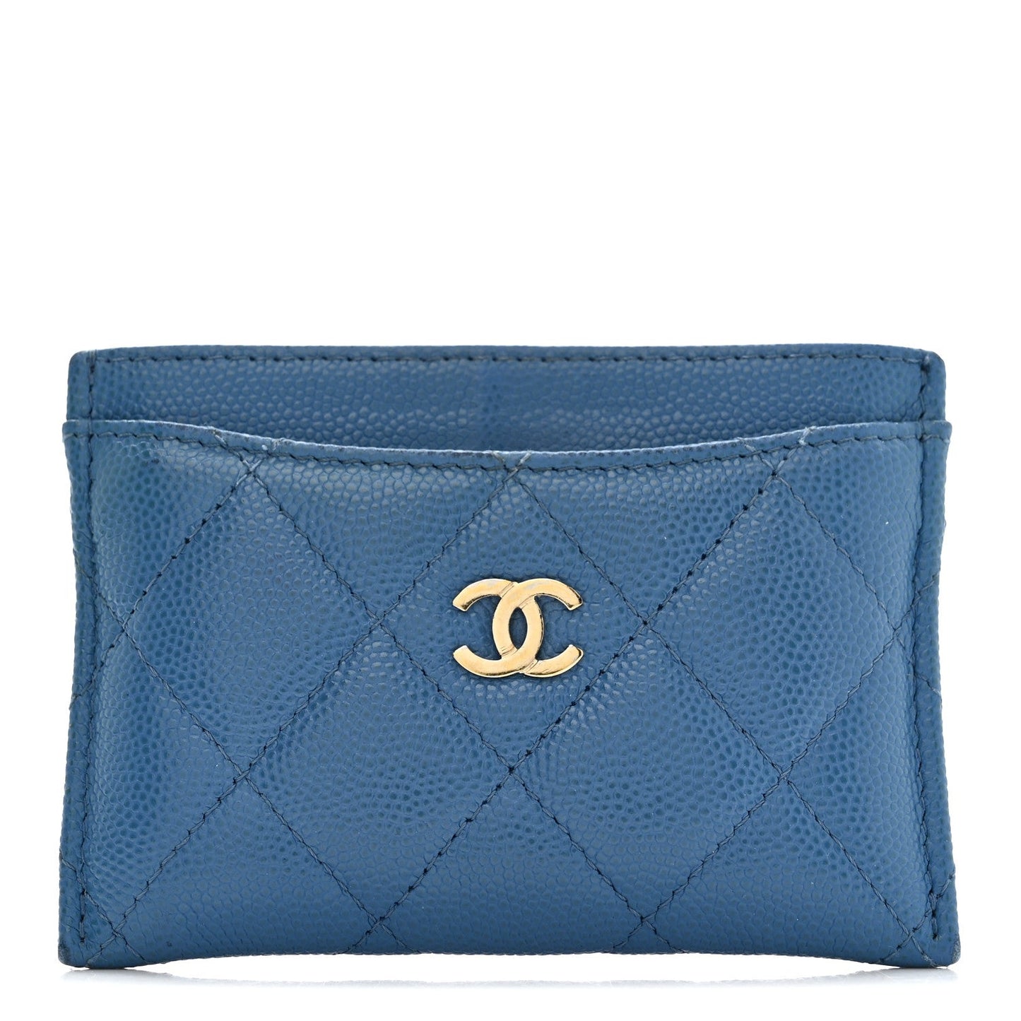 Caviar Quilted Card Holder Blue