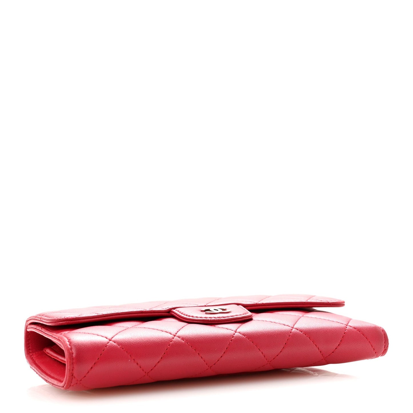 Lambskin Quilted Large Flap Wallet Dark Pink