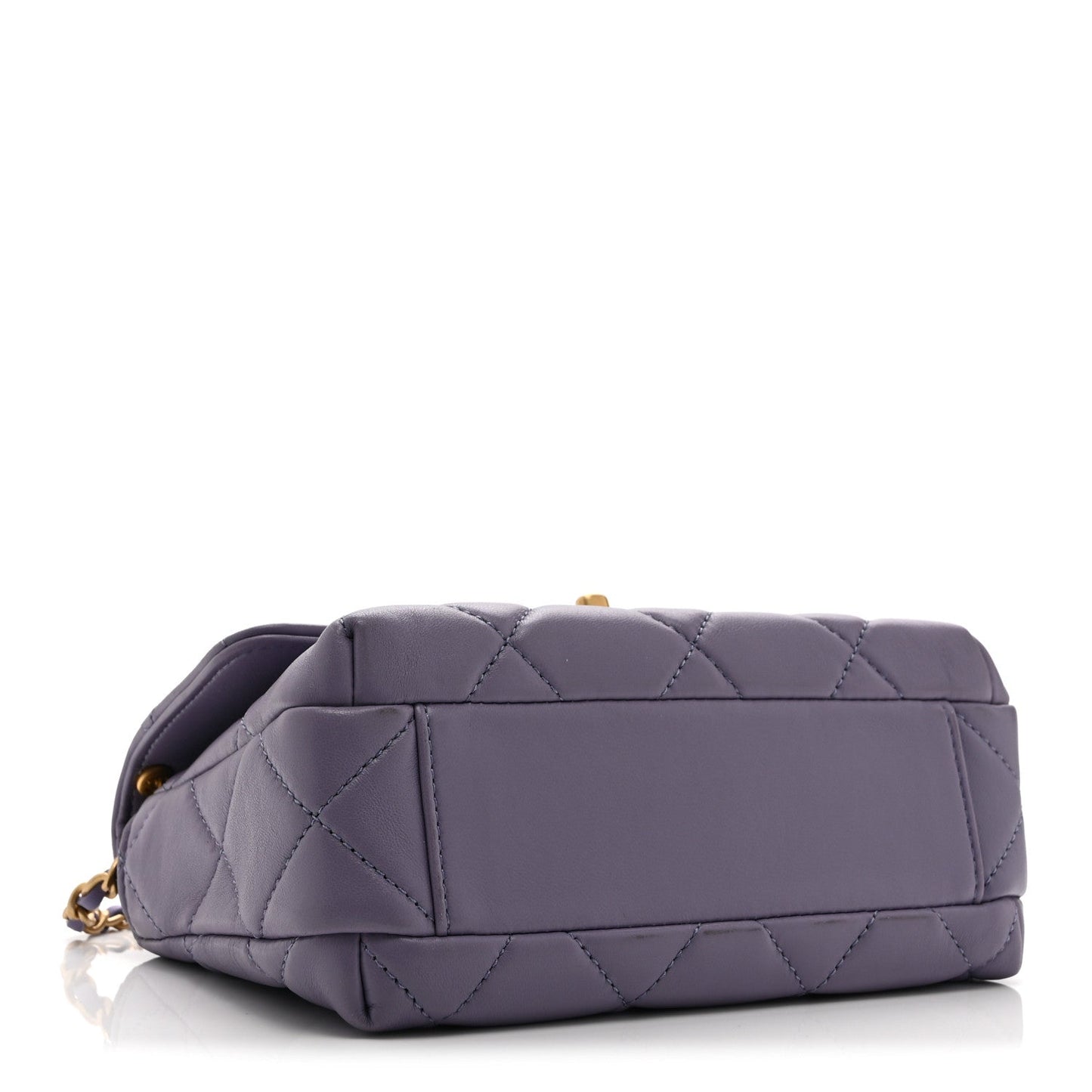 Shiny Lambskin Quilted Mini Pearl Logo Flap Light Purple