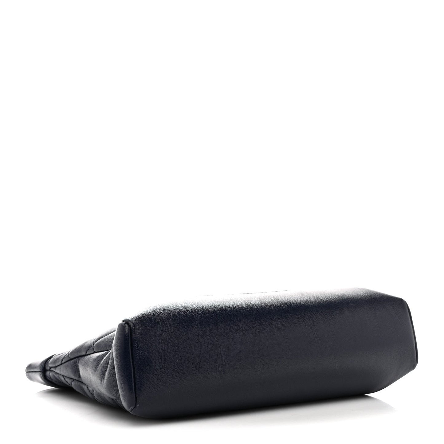 Shiny Crumpled Calfskin Quilted Mini 31 Shopping Bag Navy Blue