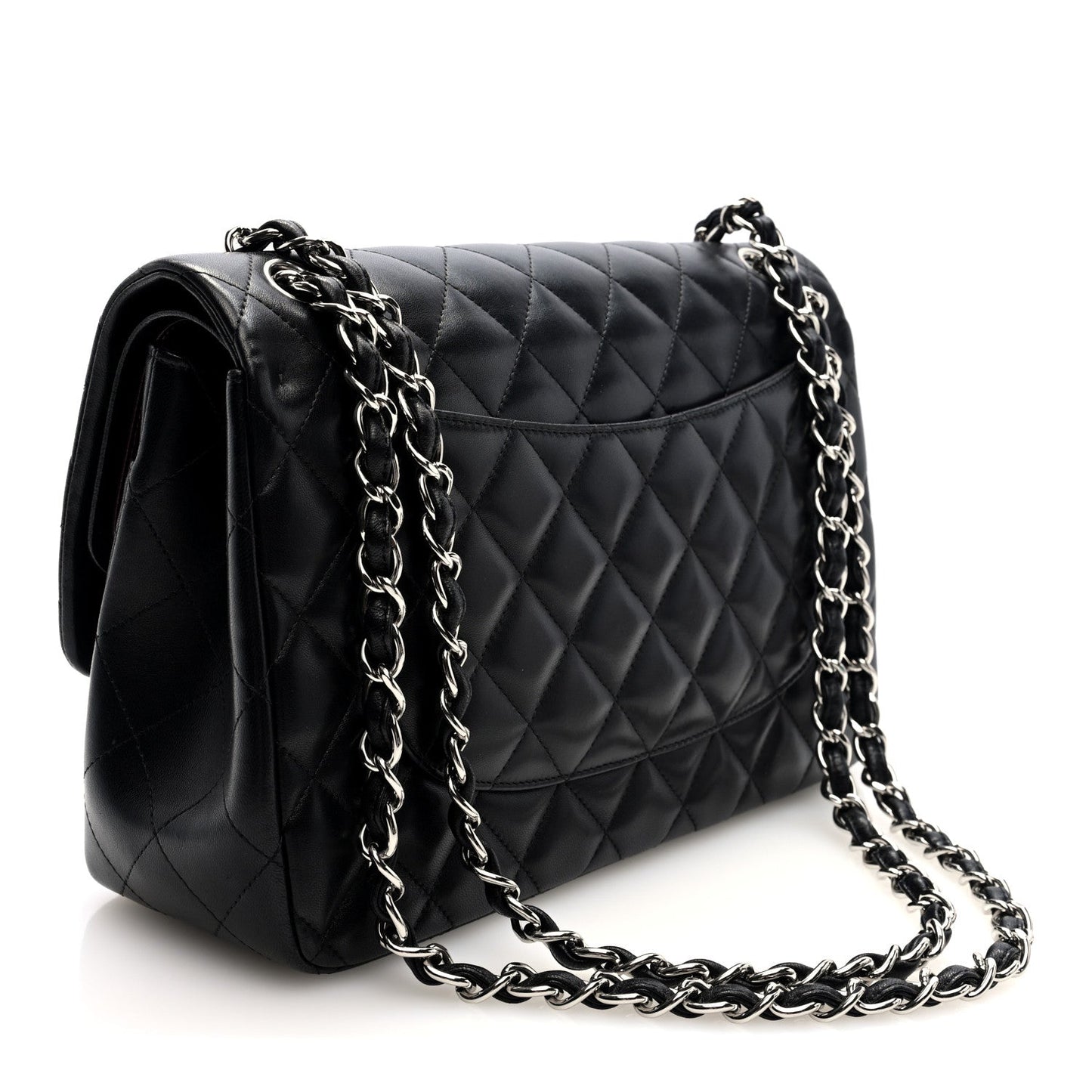 Lambskin Quilted Jumbo Double Flap Black
