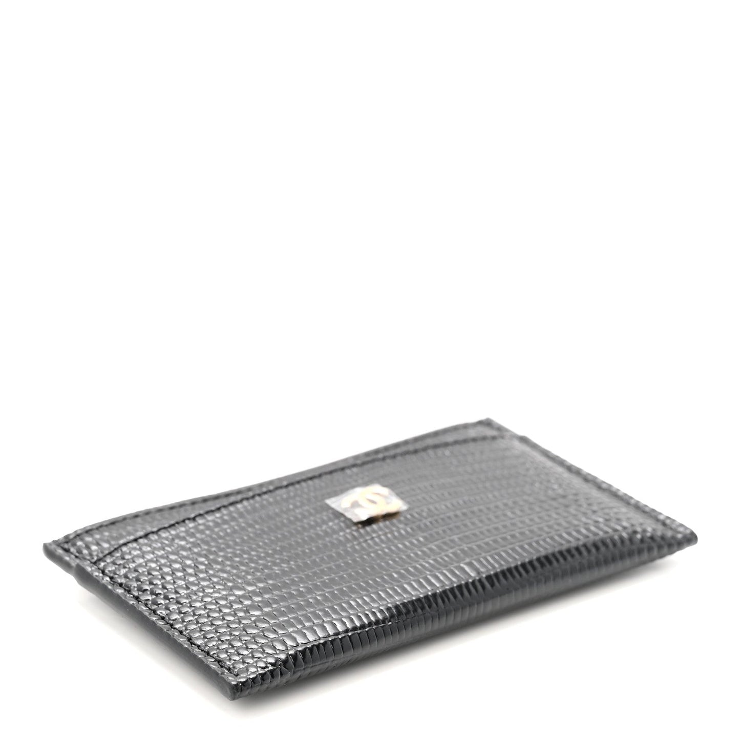 Calfskin Lizard Embossed Card Holder Black