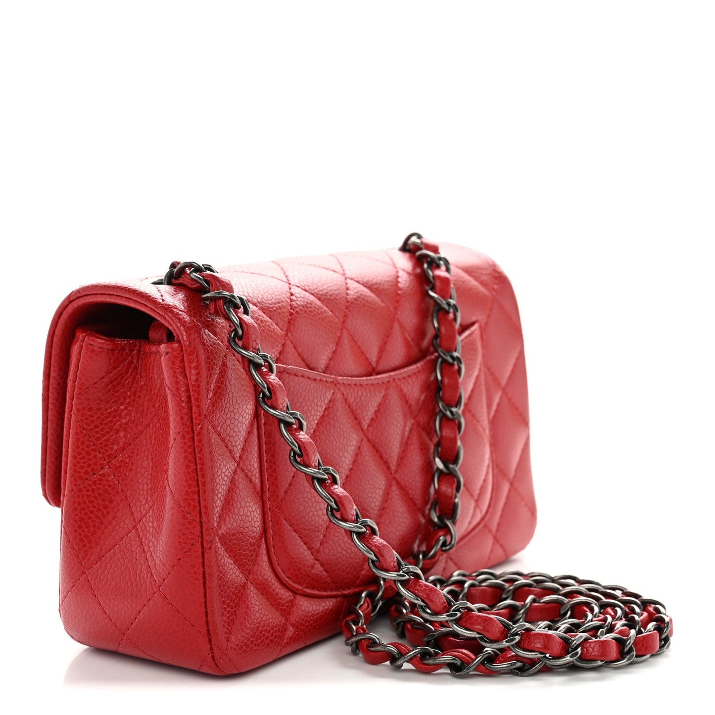 Caviar Quilted Mini Rectangular Flap Red