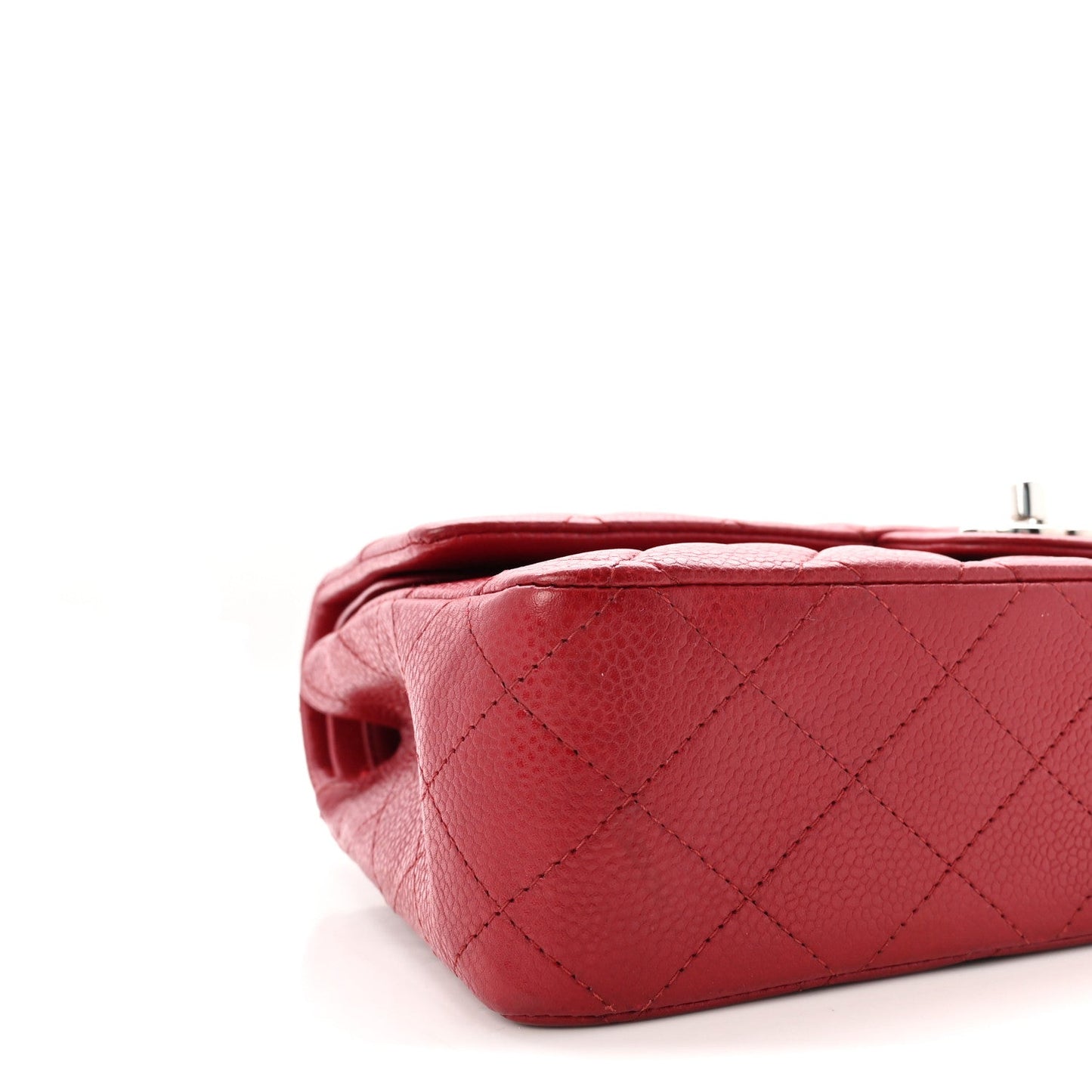 Caviar Quilted Medium Double Flap Red