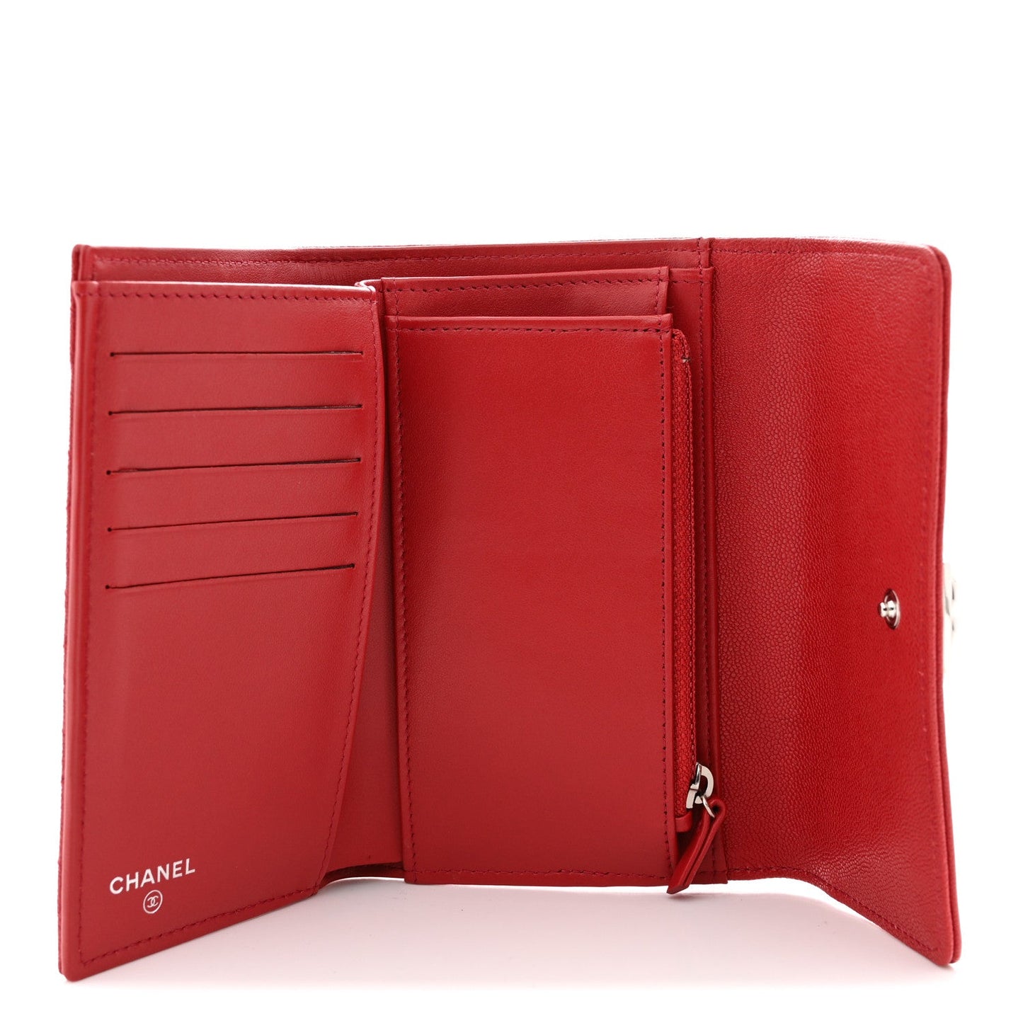 Caviar Quilted Medium Boy Flap Wallet Red