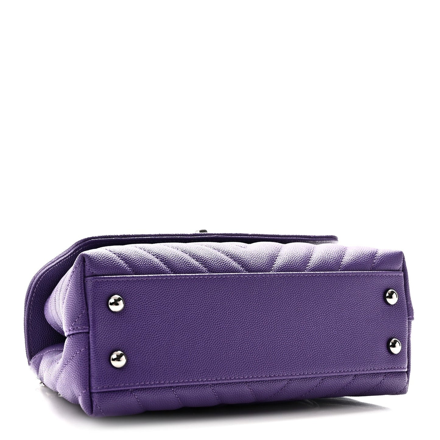 Caviar Chevron Quilted Mini Coco Handle Flap Purple