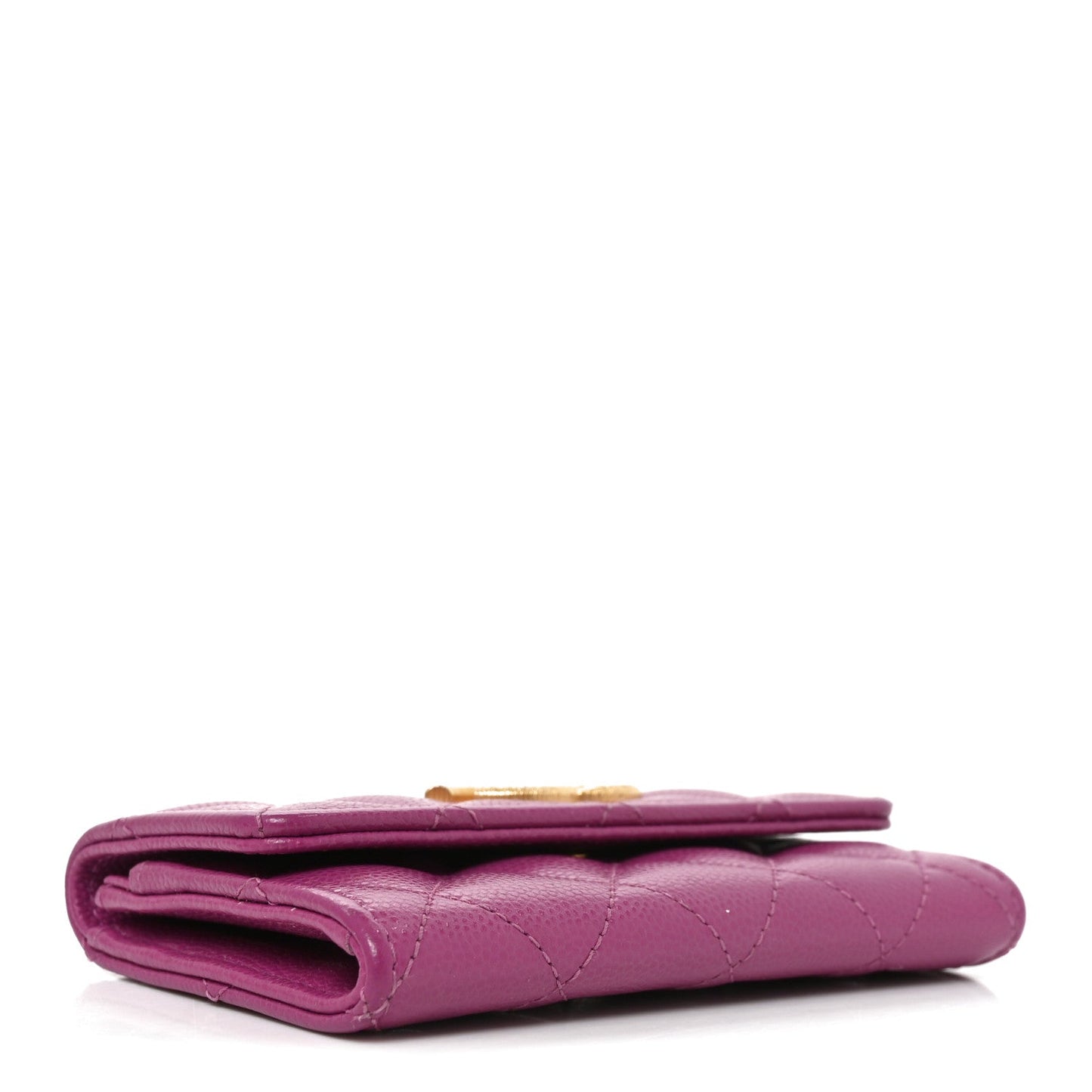 Caviar Quilted Textured CC Flap Card Holder Purple