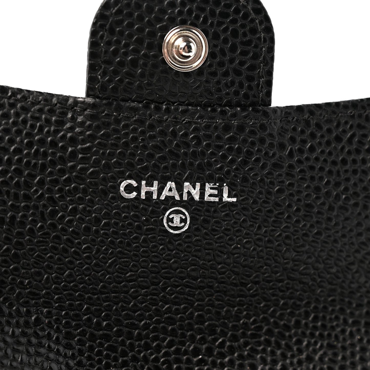 Caviar Quilted Flap Card Holder Wallet Black