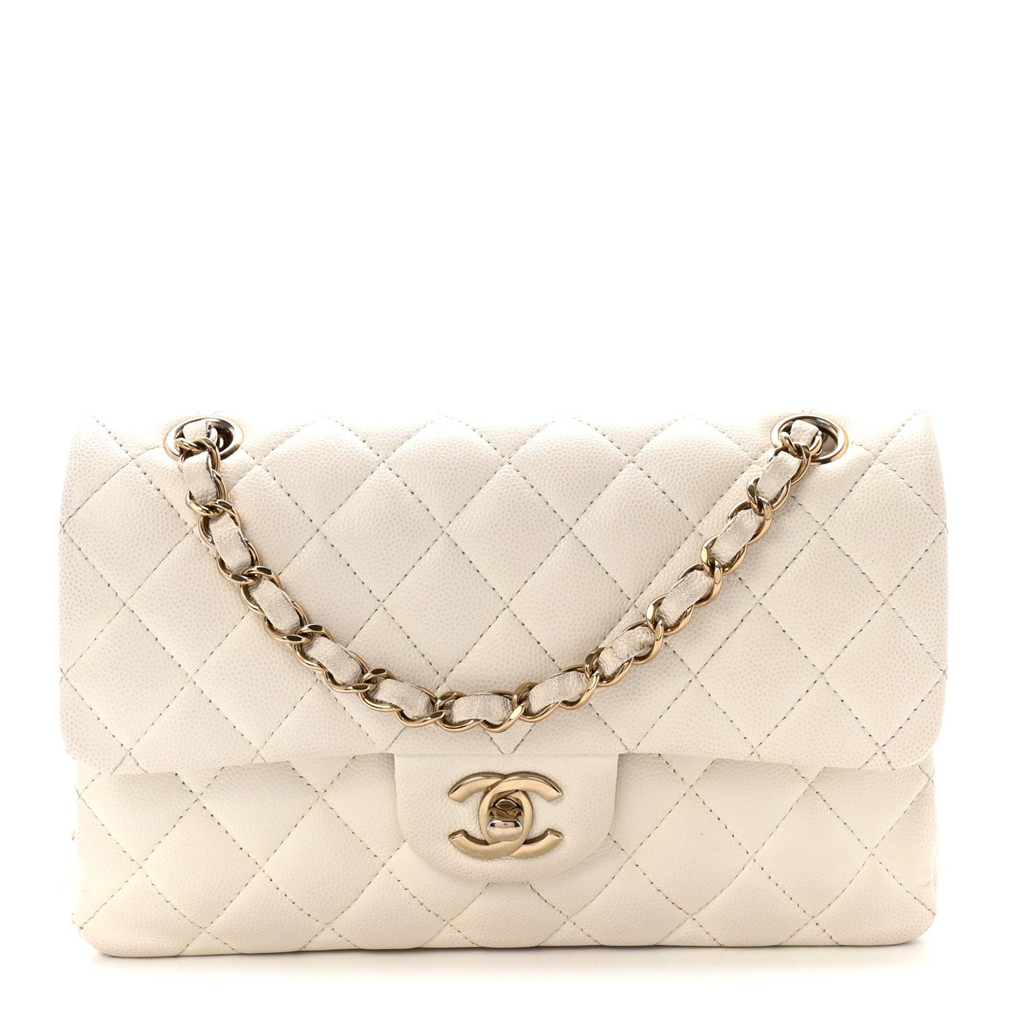 Caviar Quilted Small Double Flap White
