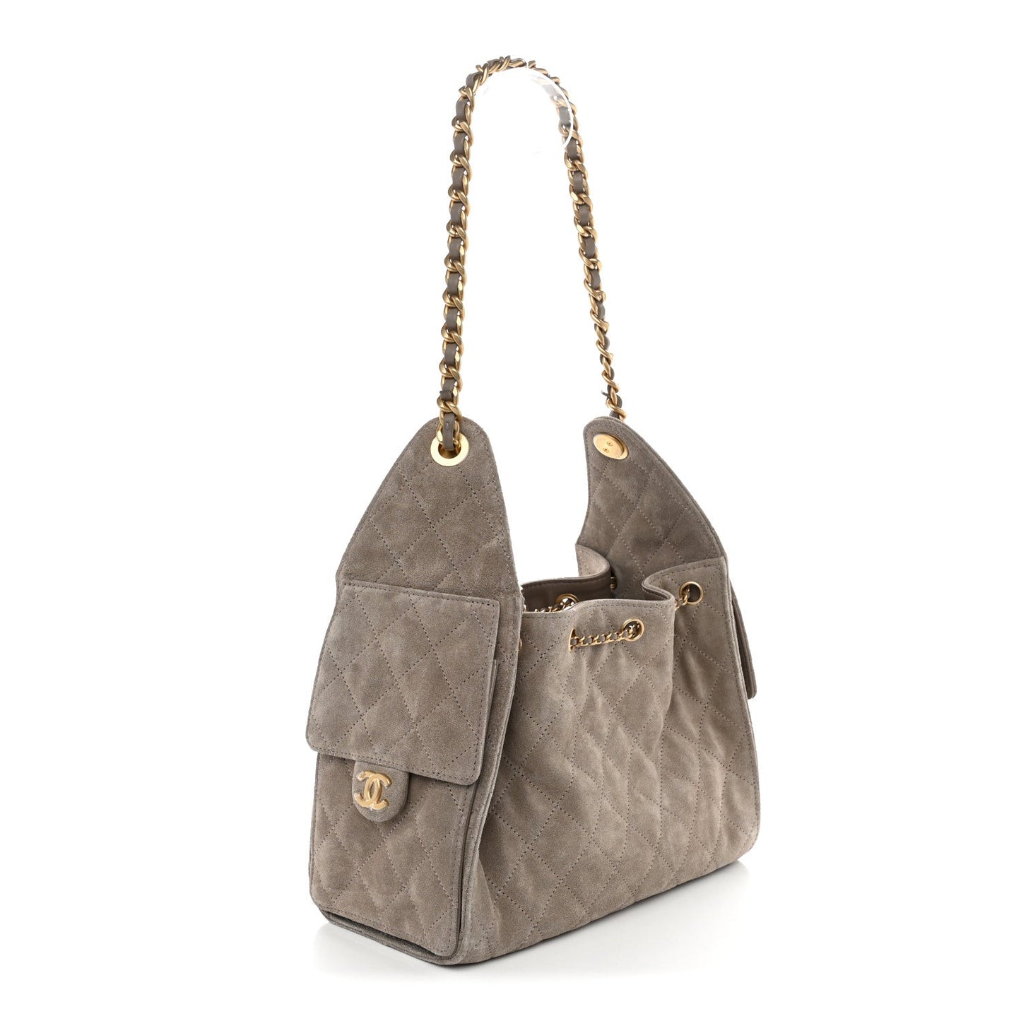 Suede Quilted Small Chanel 25 Handbag Dark Grey