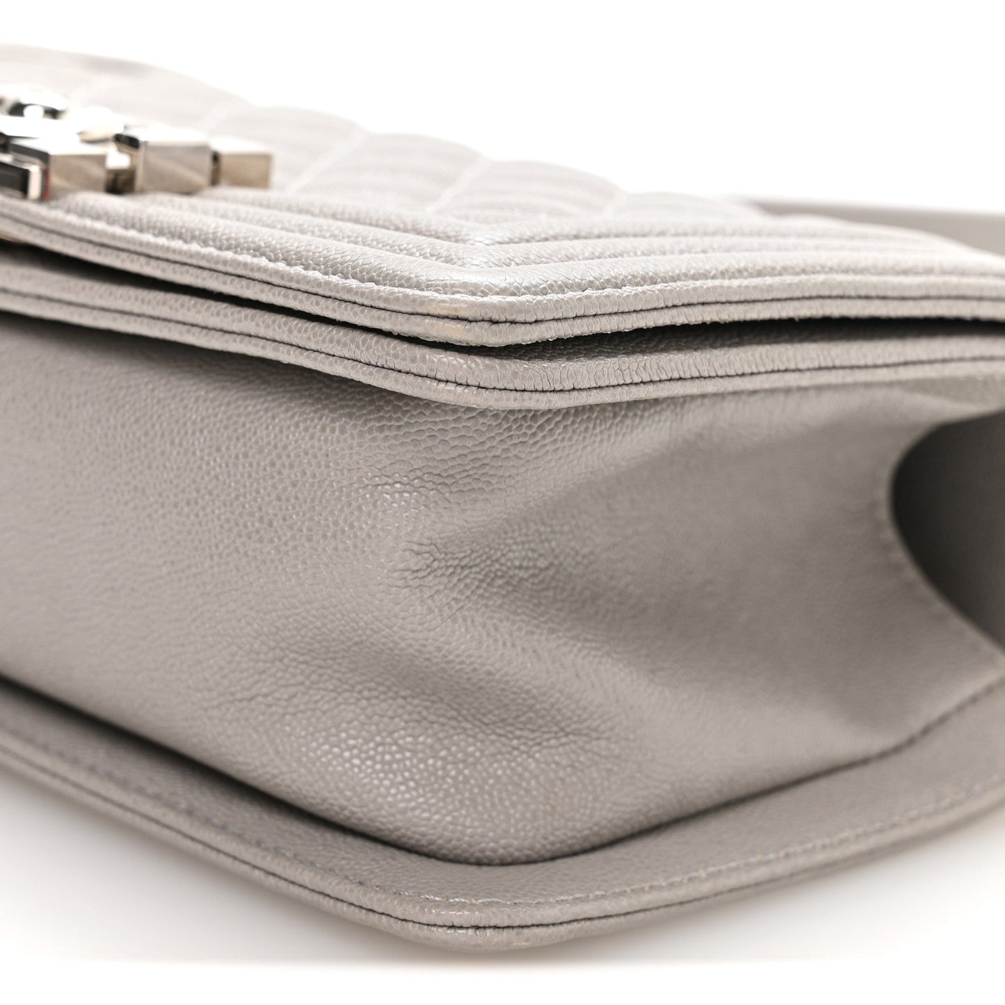 Caviar Quilted Small Boy Flap Grey