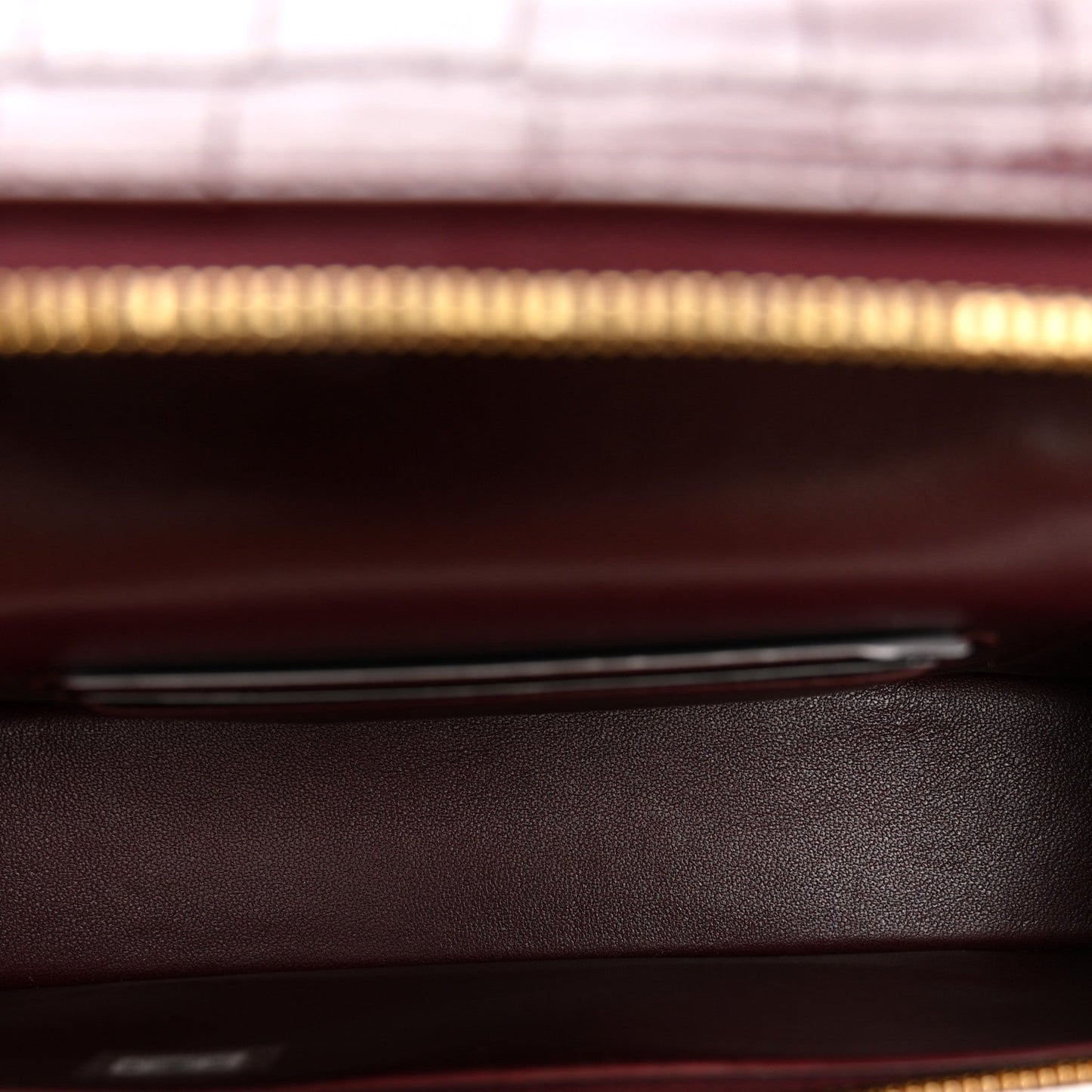 Calfskin Crocodile Embossed Crococo Exoticoco Vanity With Chain  Dark Burgundy