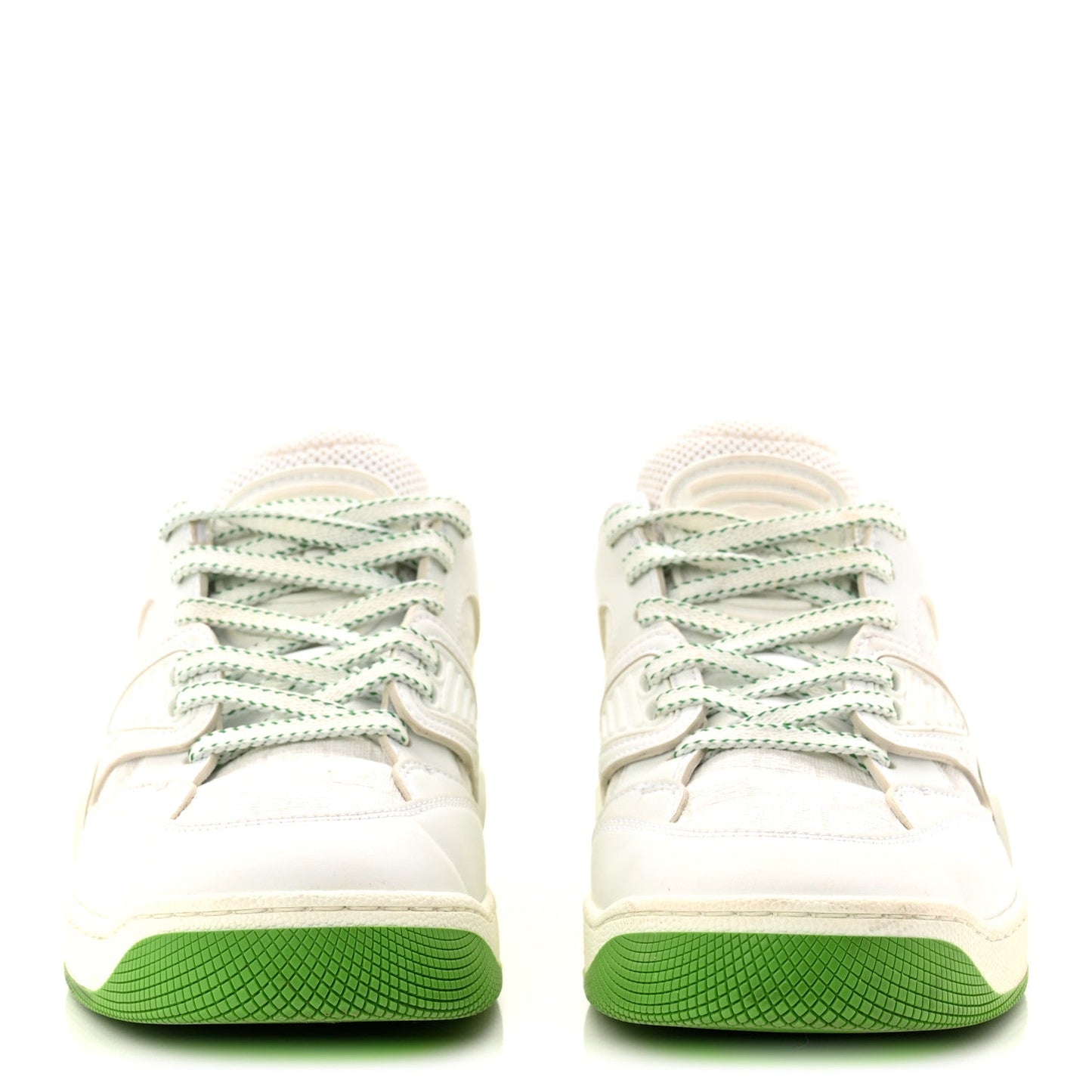 Demetra GG Supreme Monogram Womens Basket Low Top Sneakers 35 Great White Green