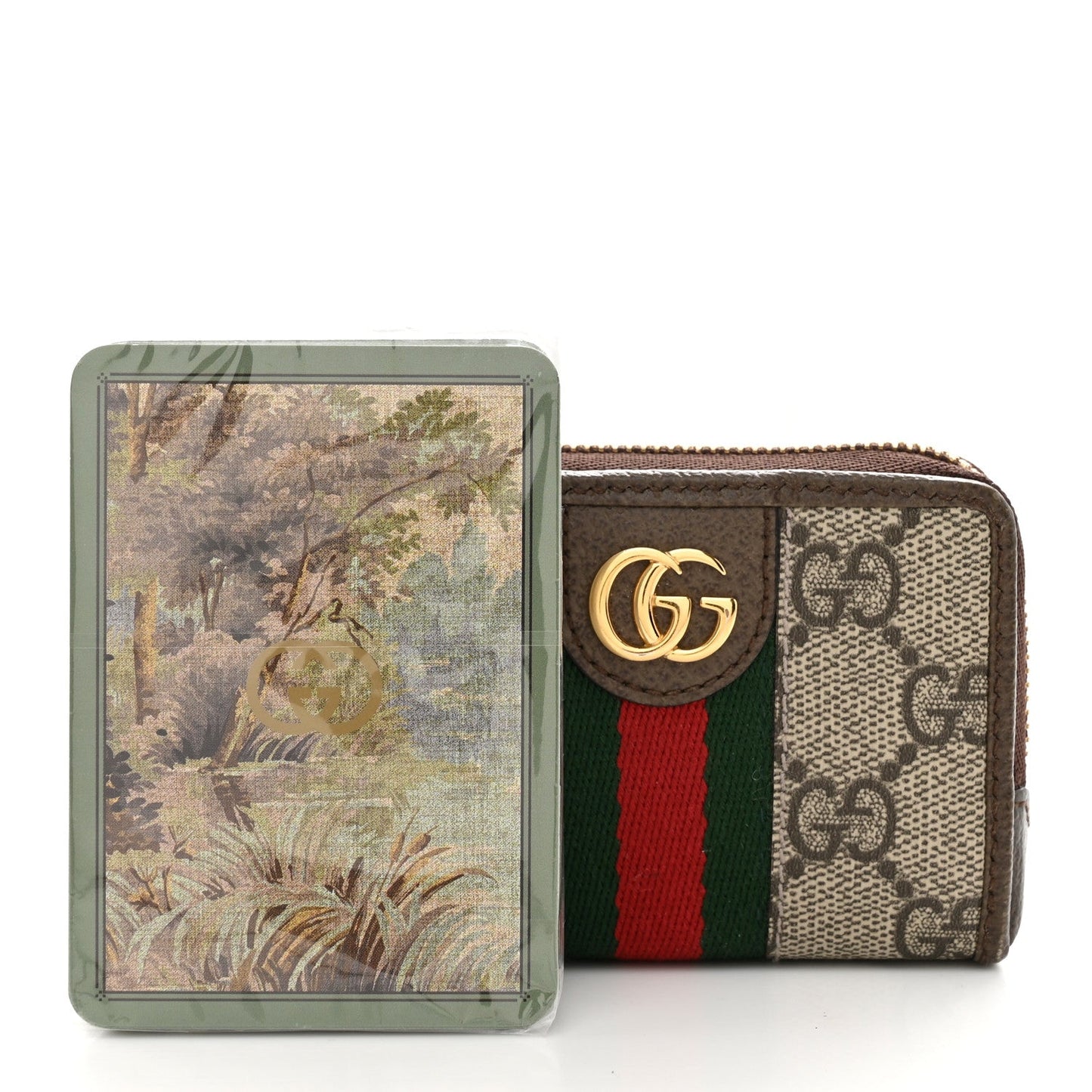 GG Supreme Monogram Web Ophidia Playing Card Case Beige New Acero
