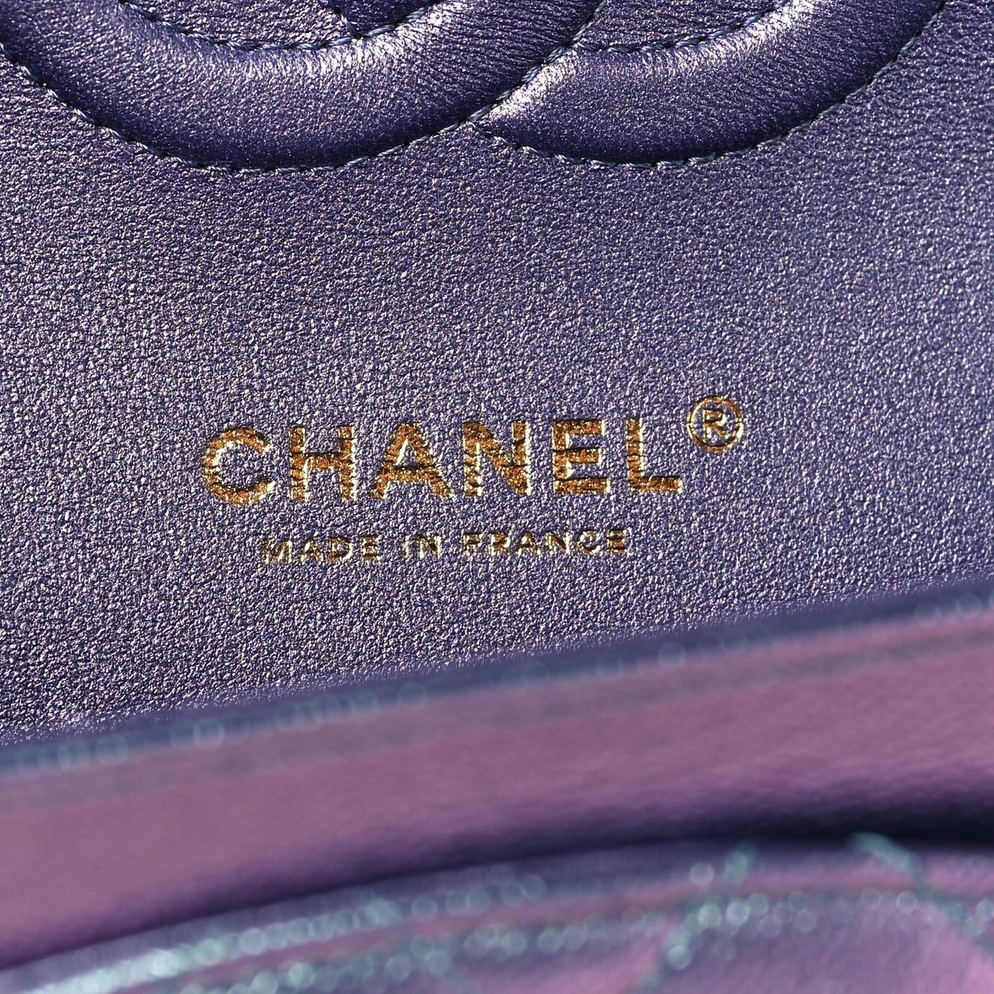 Iridescent Caviar Quilted Medium Double Flap Purple