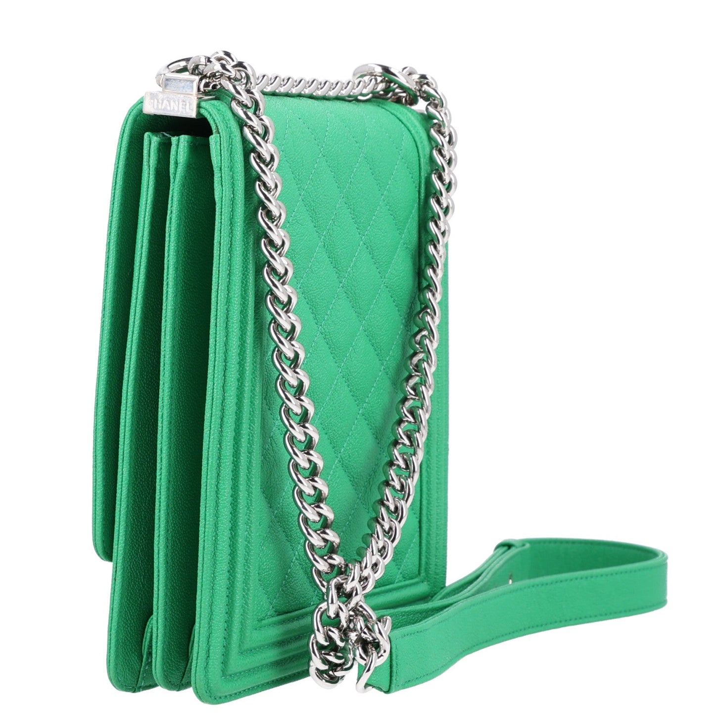 Caviar Quilted North South Boy Flap Green