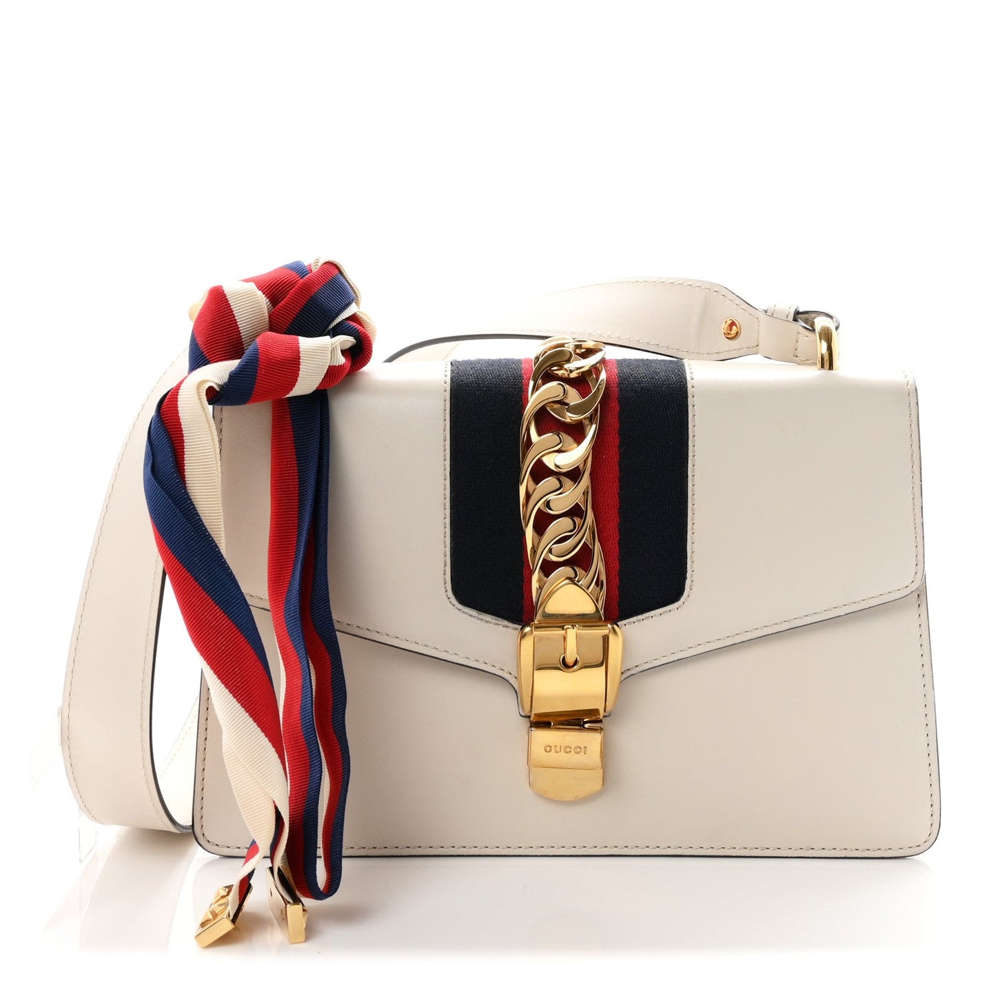 Calfskin Small Sylvie Shoulder Bag Off White