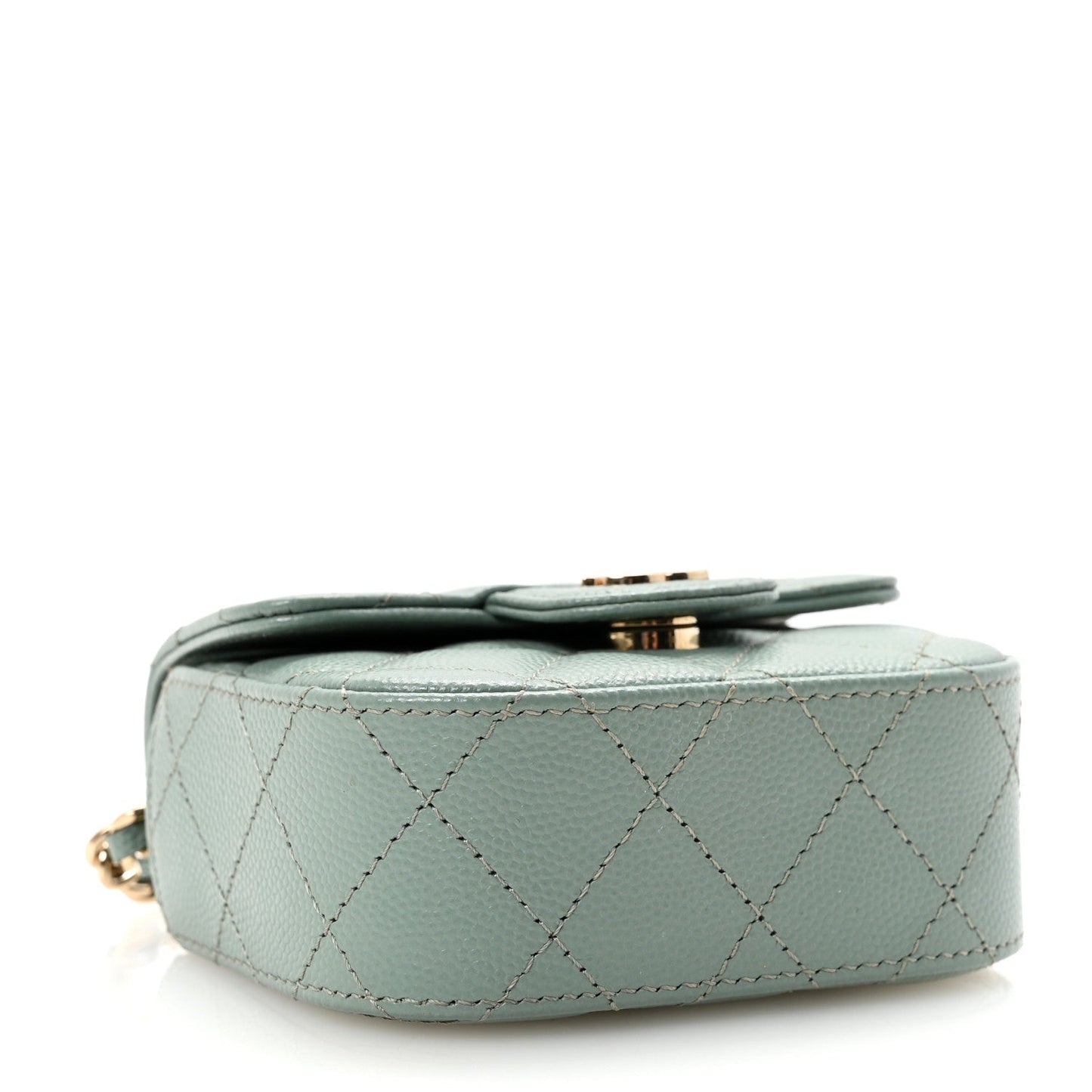 Caviar Quilted Mini Clutch With Chain Light Green