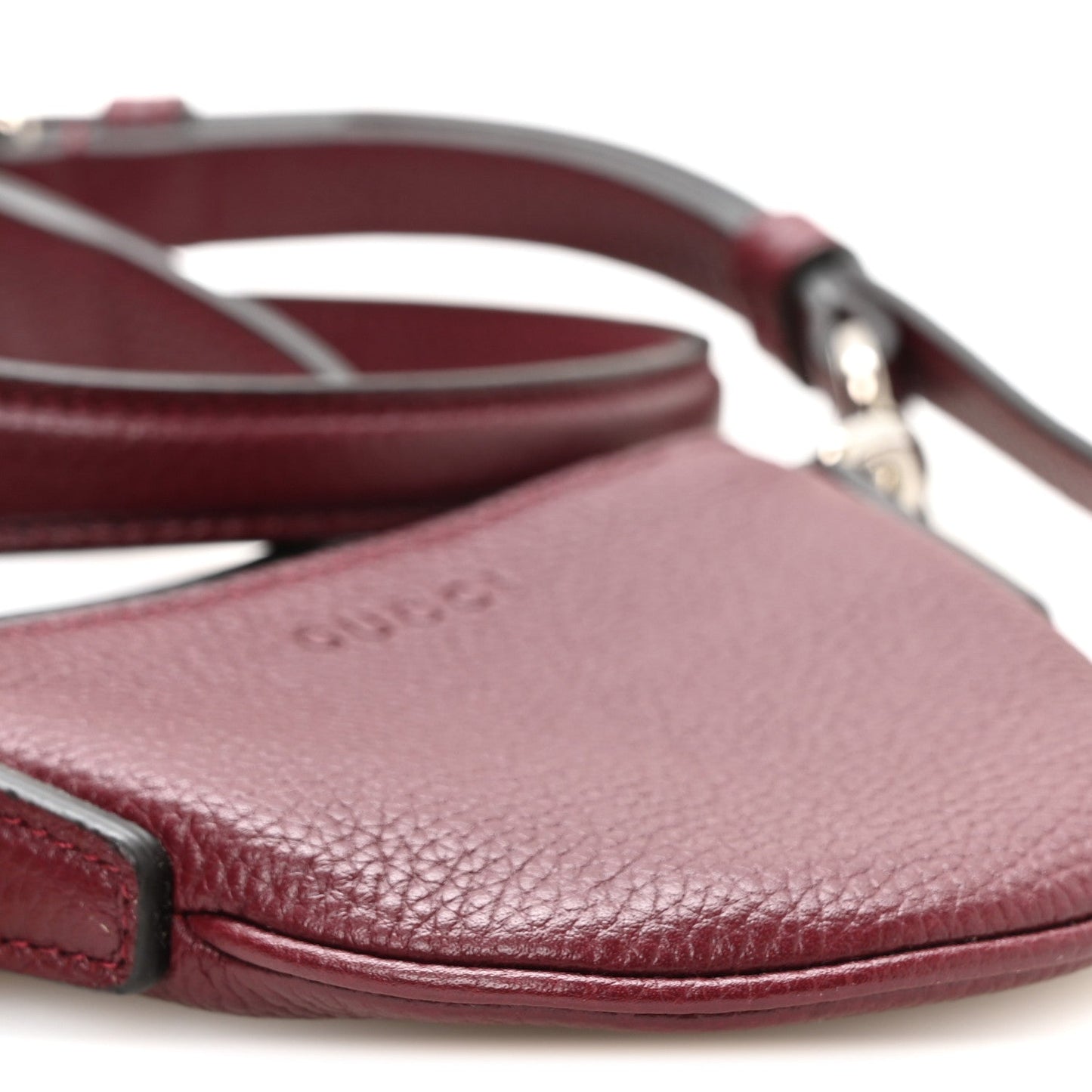 Pebbled Calfskin Mini B Shoulder Bag Rosso Ancora