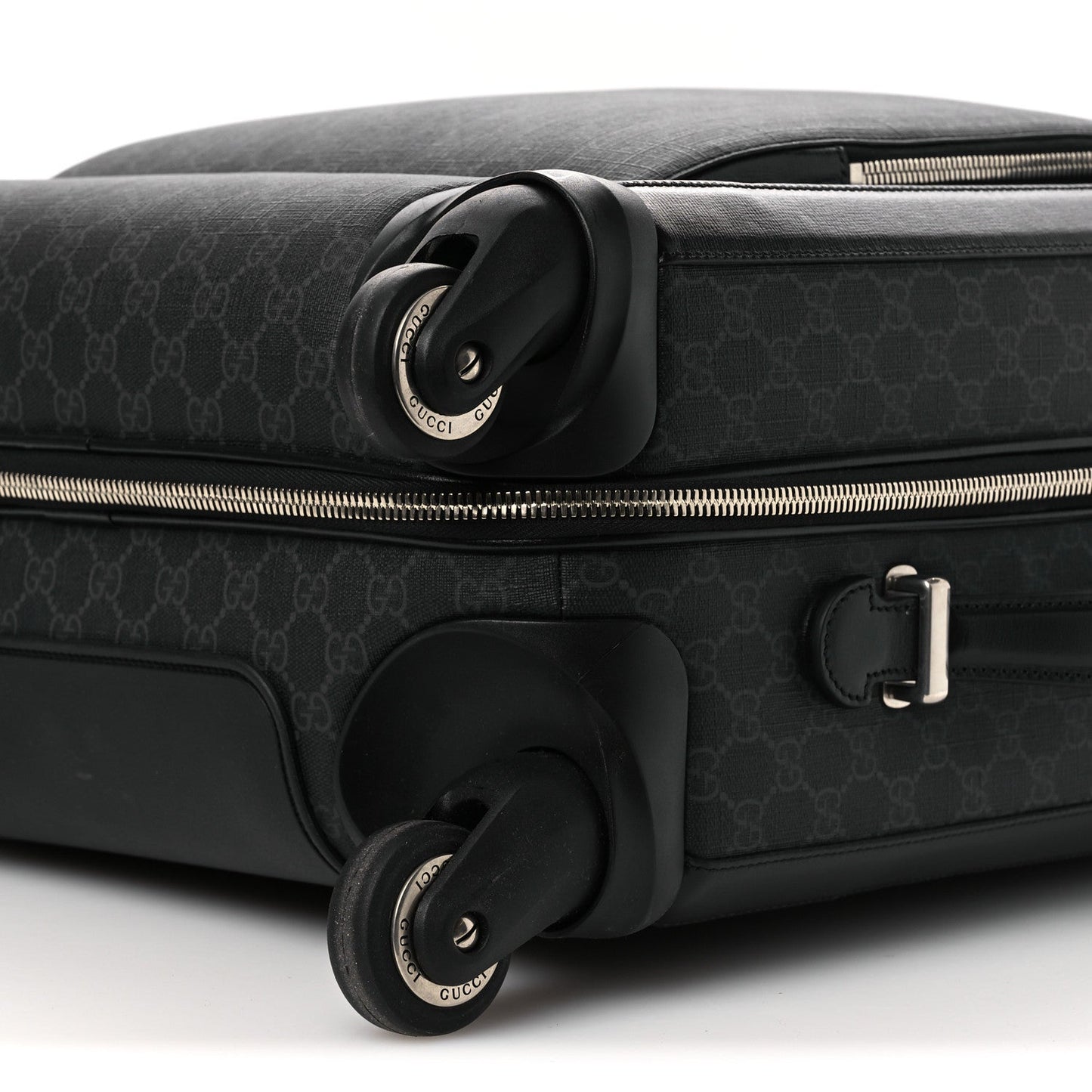 GG Supreme Monogram Four Wheel Suitcase Black Grey