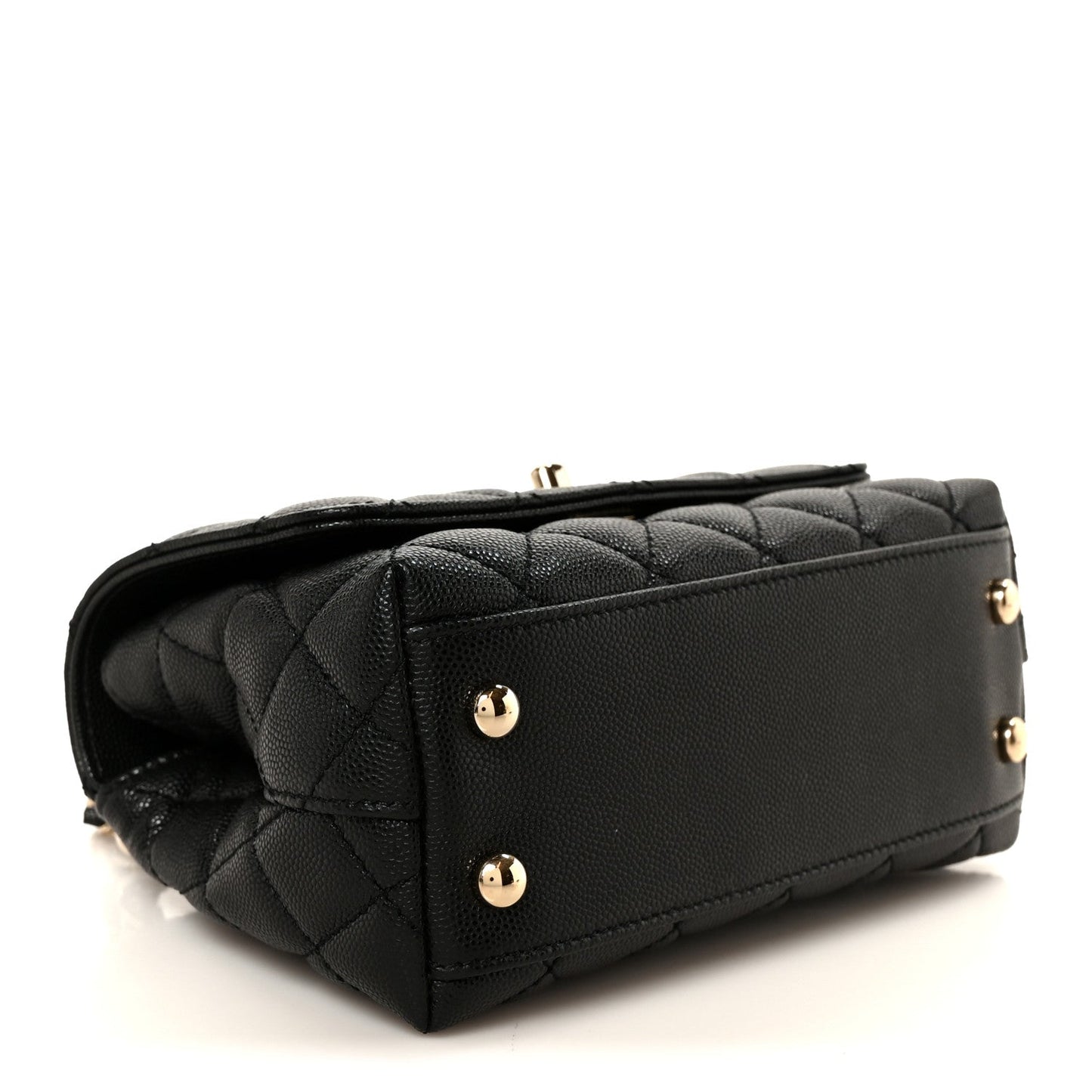Caviar Lizard Embossed Quilted Extra Mini Coco Handle Flap Black
