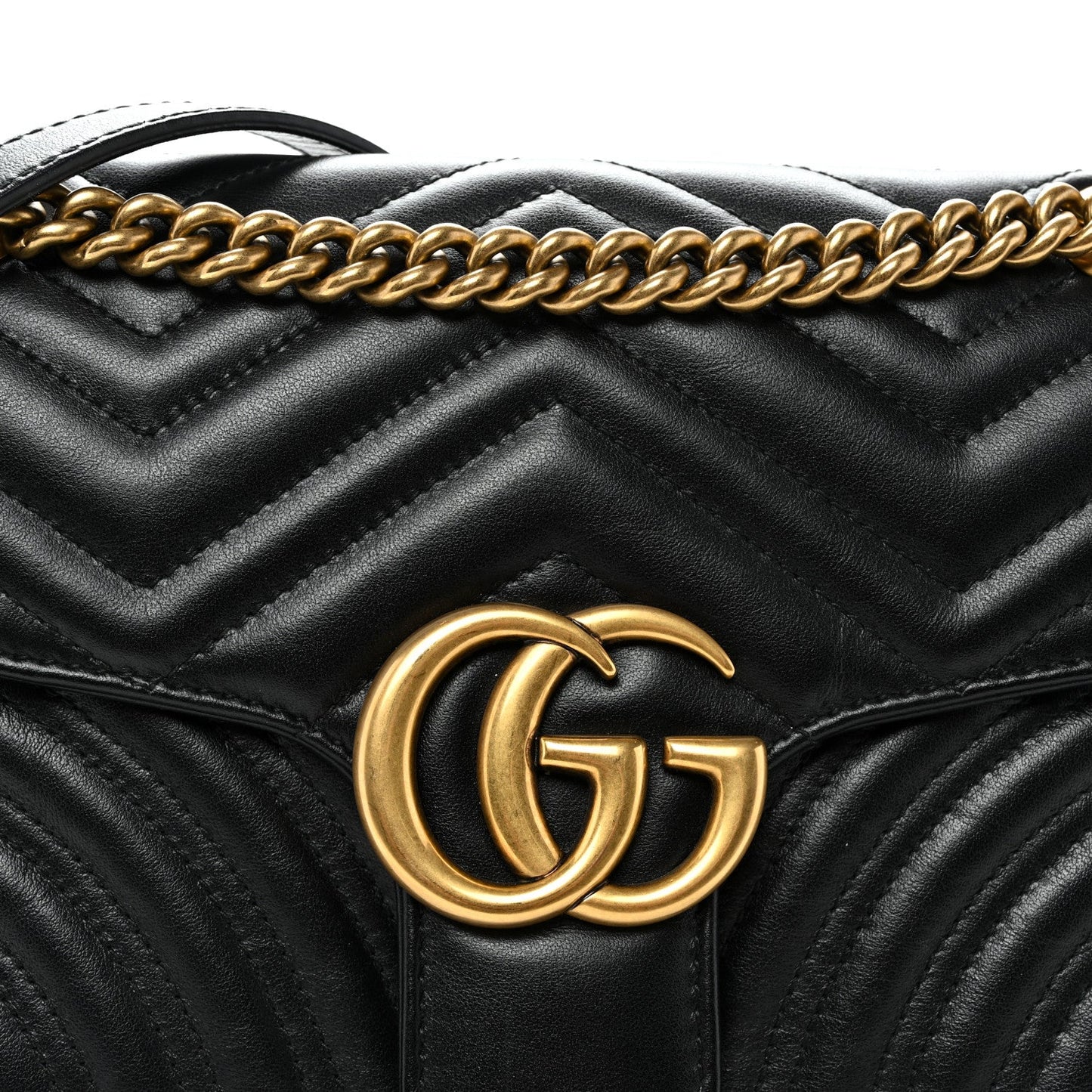 Calfskin Matelasse Small GG Marmont Shoulder Bag Black