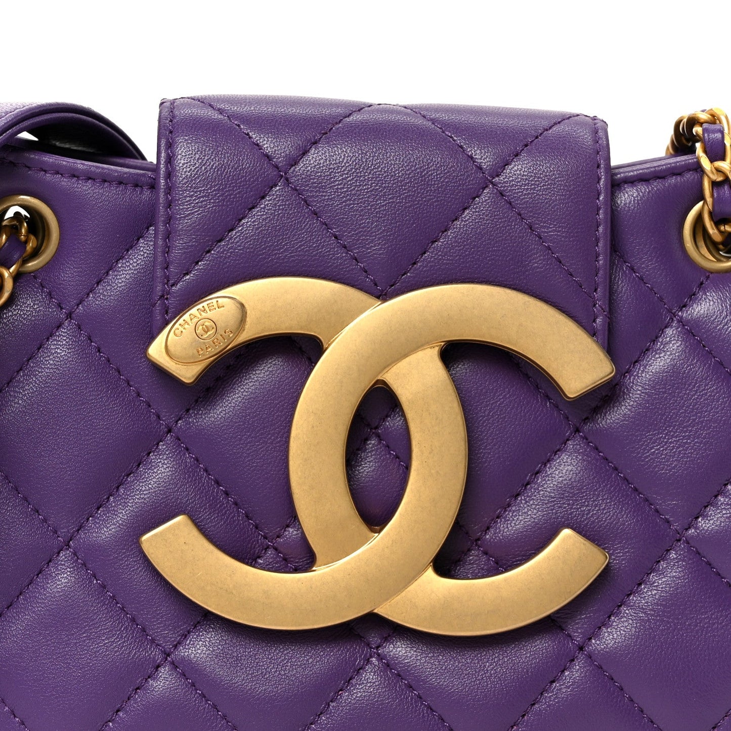 Lambskin Quilted Small Messenger Bag Purple