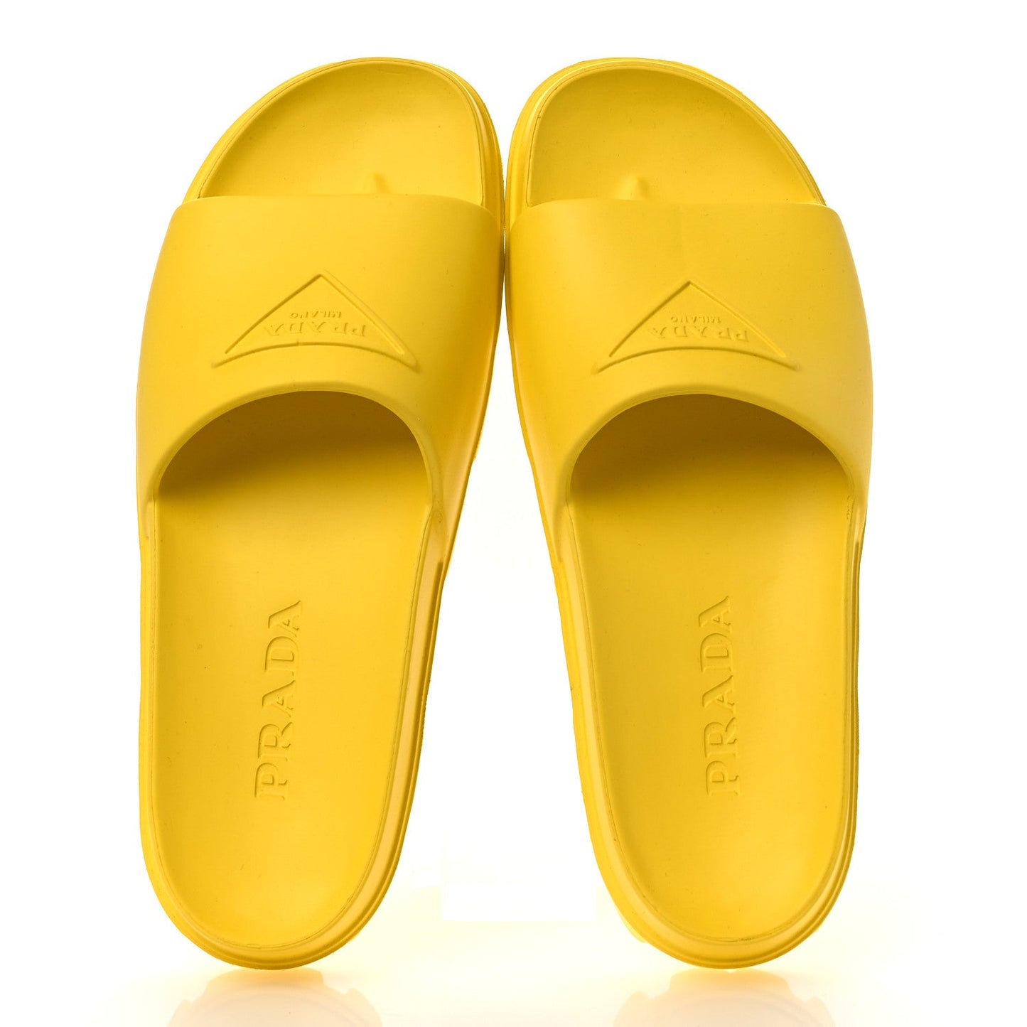 EVA Rubber Triangle Logo Embossed Womens Lug Sole 20mm Slide Sandals 41 Sole