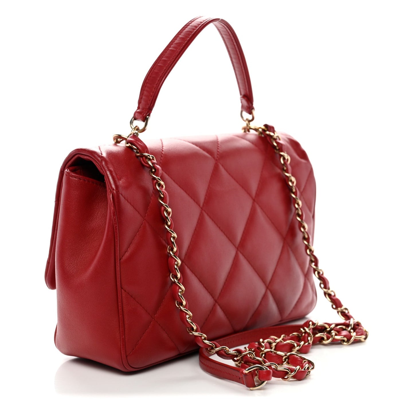 Lambskin Quilted Easy Carry Flap Red
