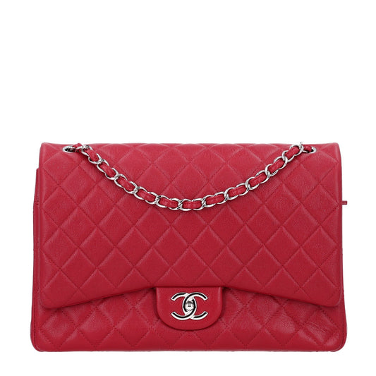 Caviar Quilted Maxi Double Flap Dark Red