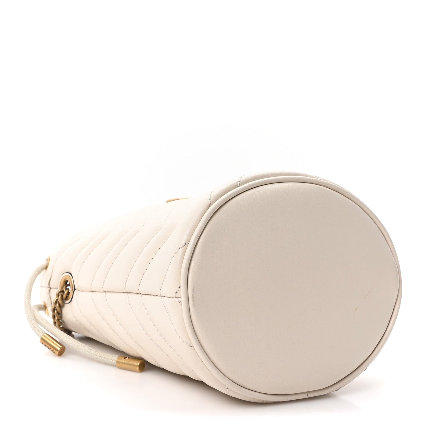 Calfskin Matelasse Mini GG Marmont 2.0 Bucket Bag White