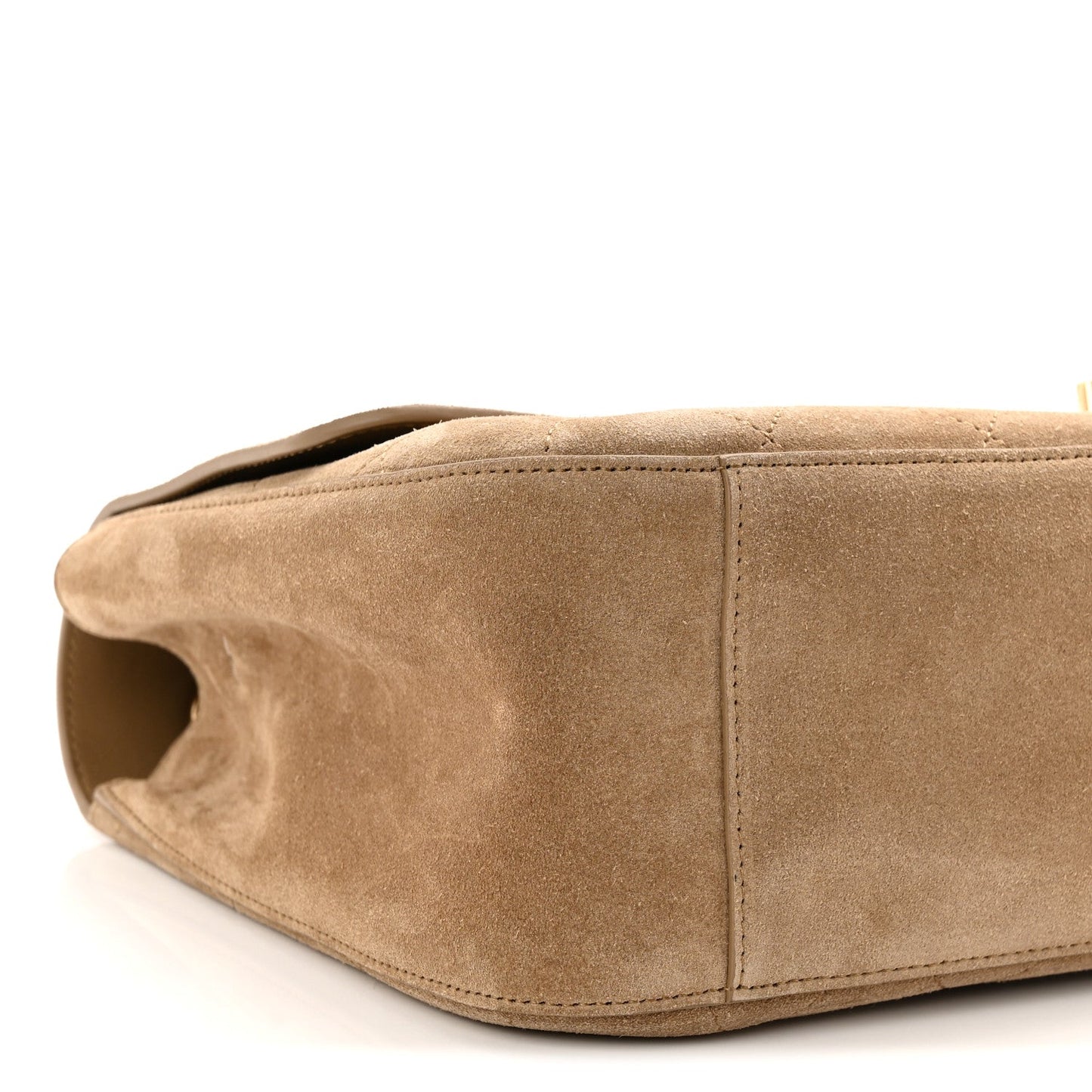 Suede Calfskin Small Souplissimo Maxi Flap Dark Beige