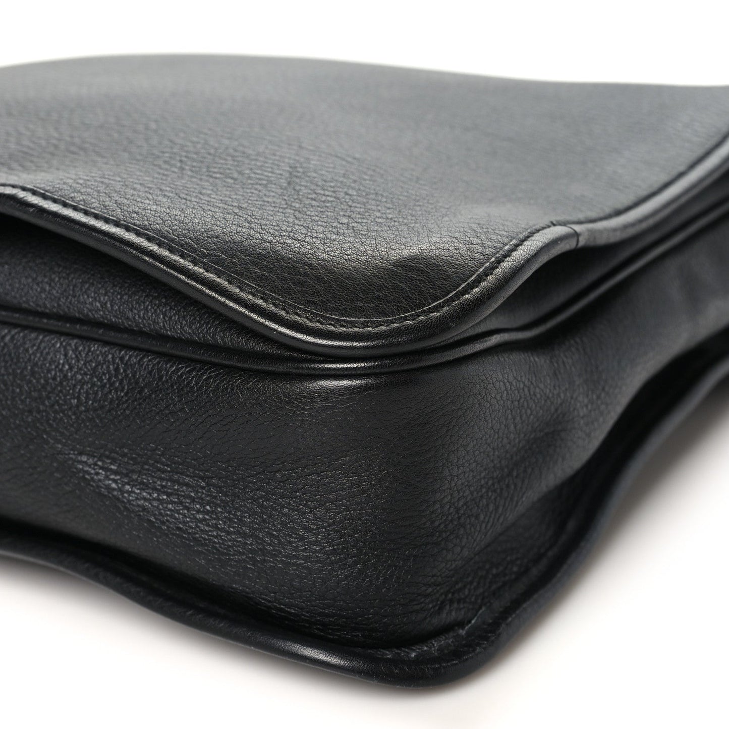 Calfskin Large Flap Messenger Bag  Black